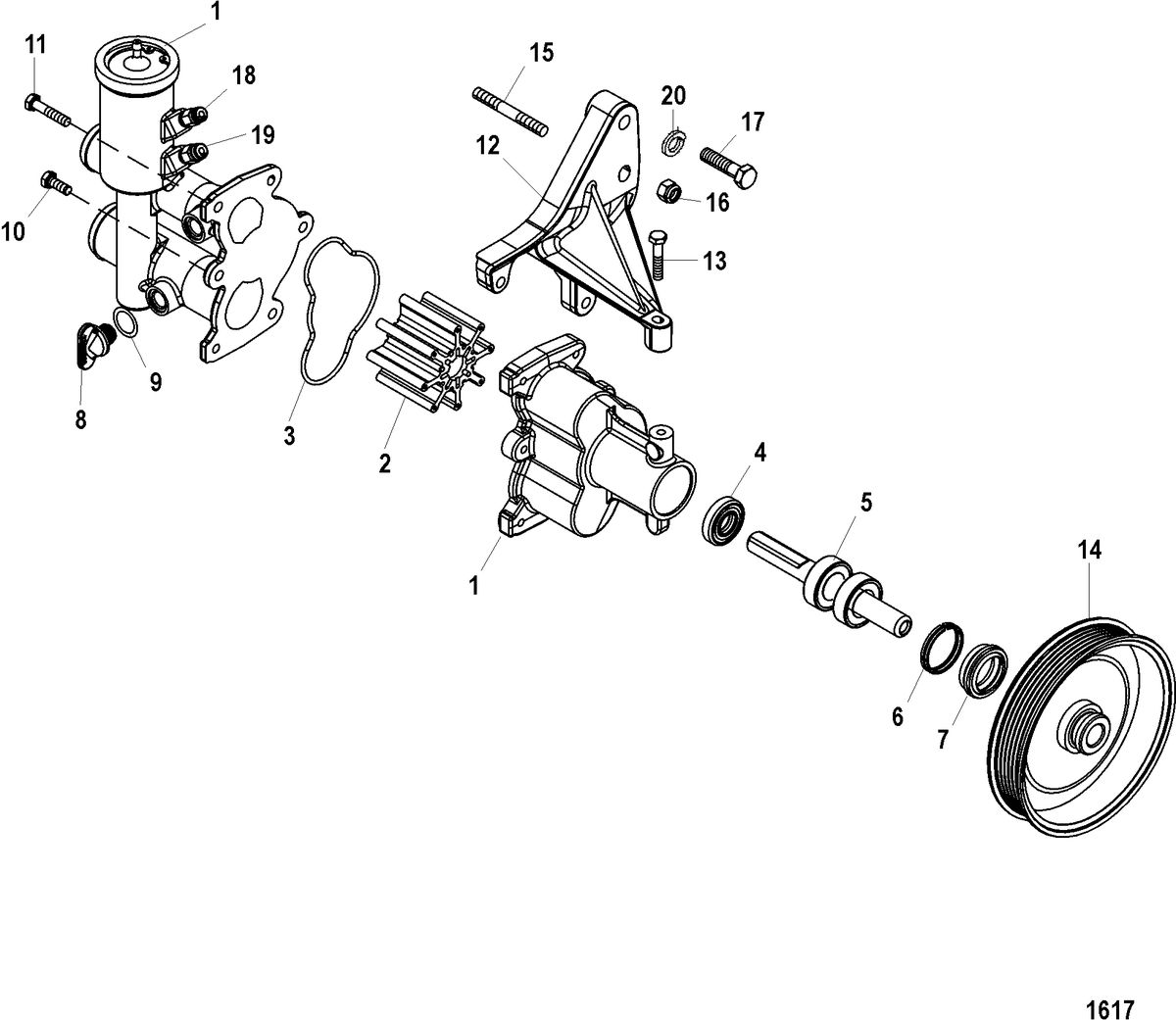 MERCRUISER 350 MAG MX 6.2L MPI INBOARD Sea Water Pump Assembly