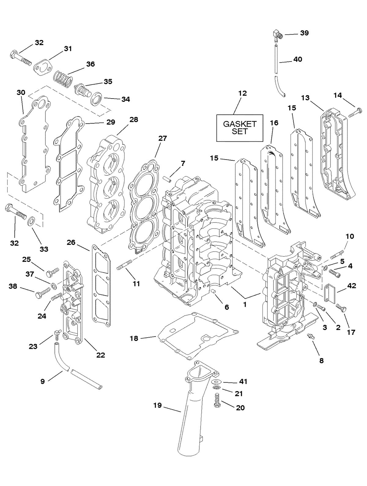 FORCE FORCE 25 H.P. CYLINDER BLOCK ASSEMBLY