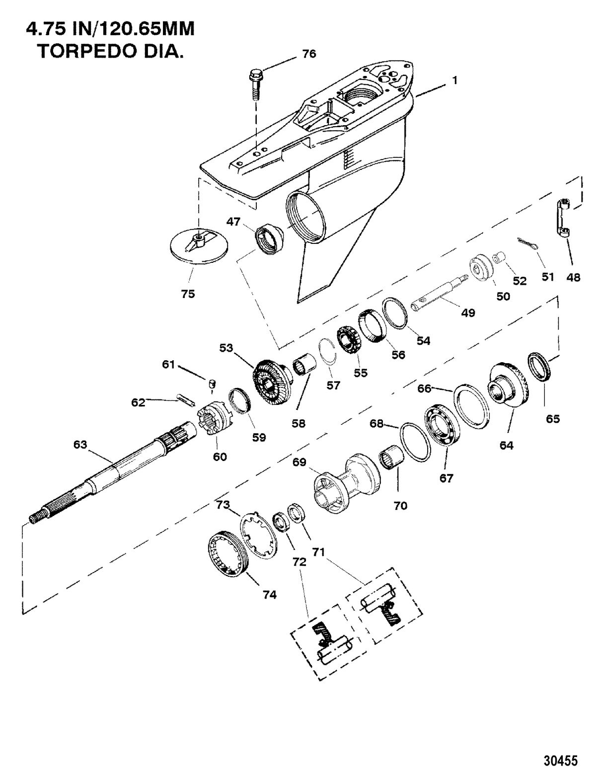 MERCURY/MARINER 200/225 (3.0L DFI) GEAR HOUSING(PROP SHAFT)(STANDARD ROTATION)