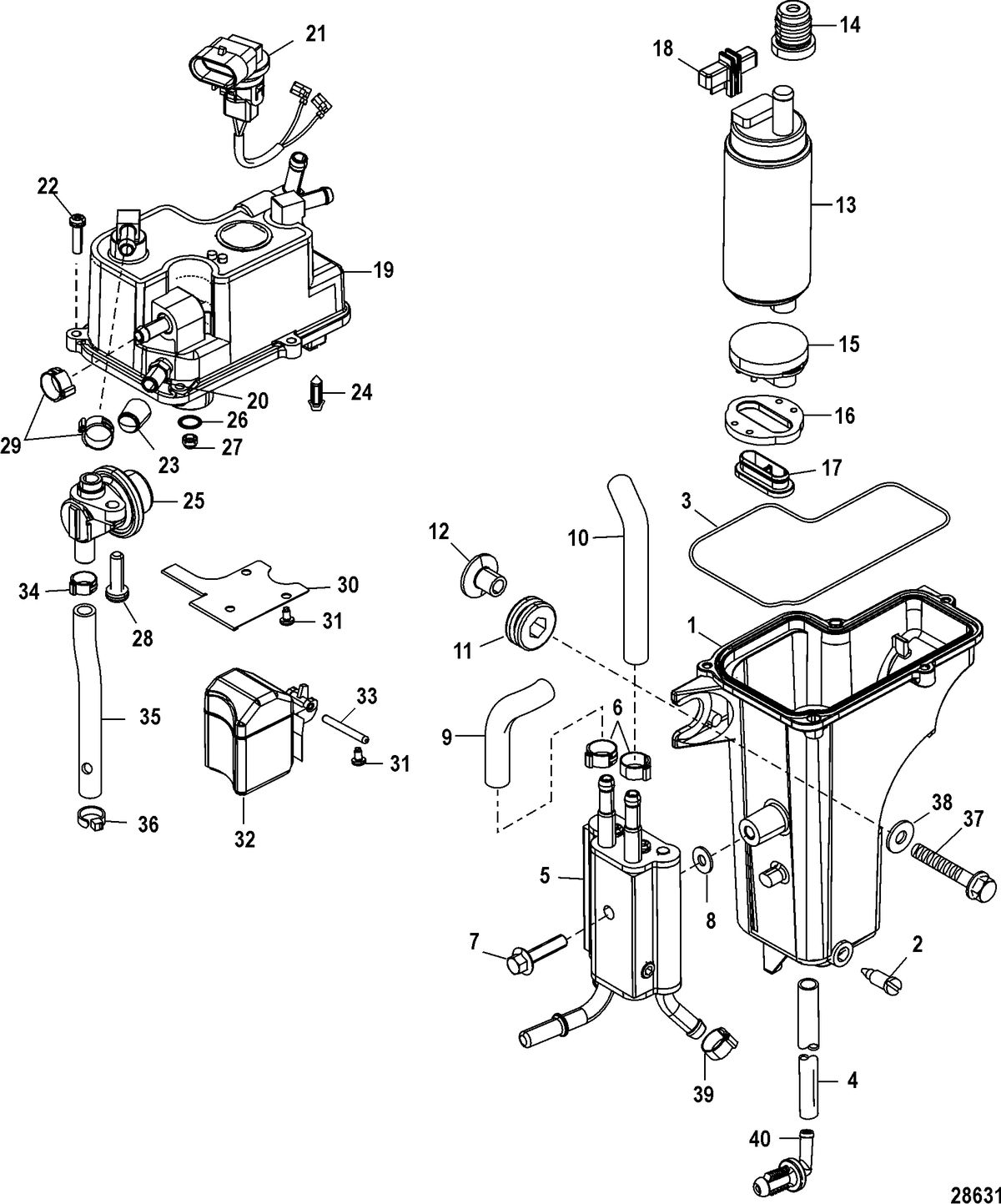 MERCURY/MARINER 40/50/60/JET 40 EFI - 4 CYLINDER 4-STROKE Vapor Separator