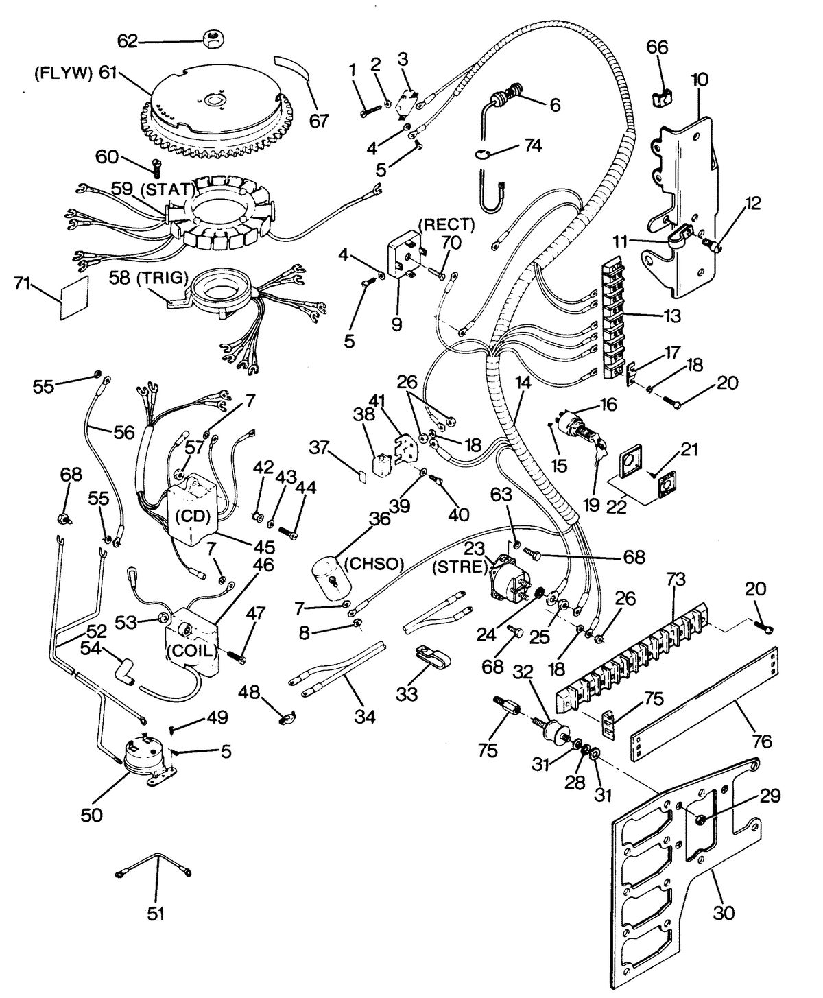 FORCE FORCE 1987 125 H.P. "B" MODELS ELECTRICAL COMPONENTS