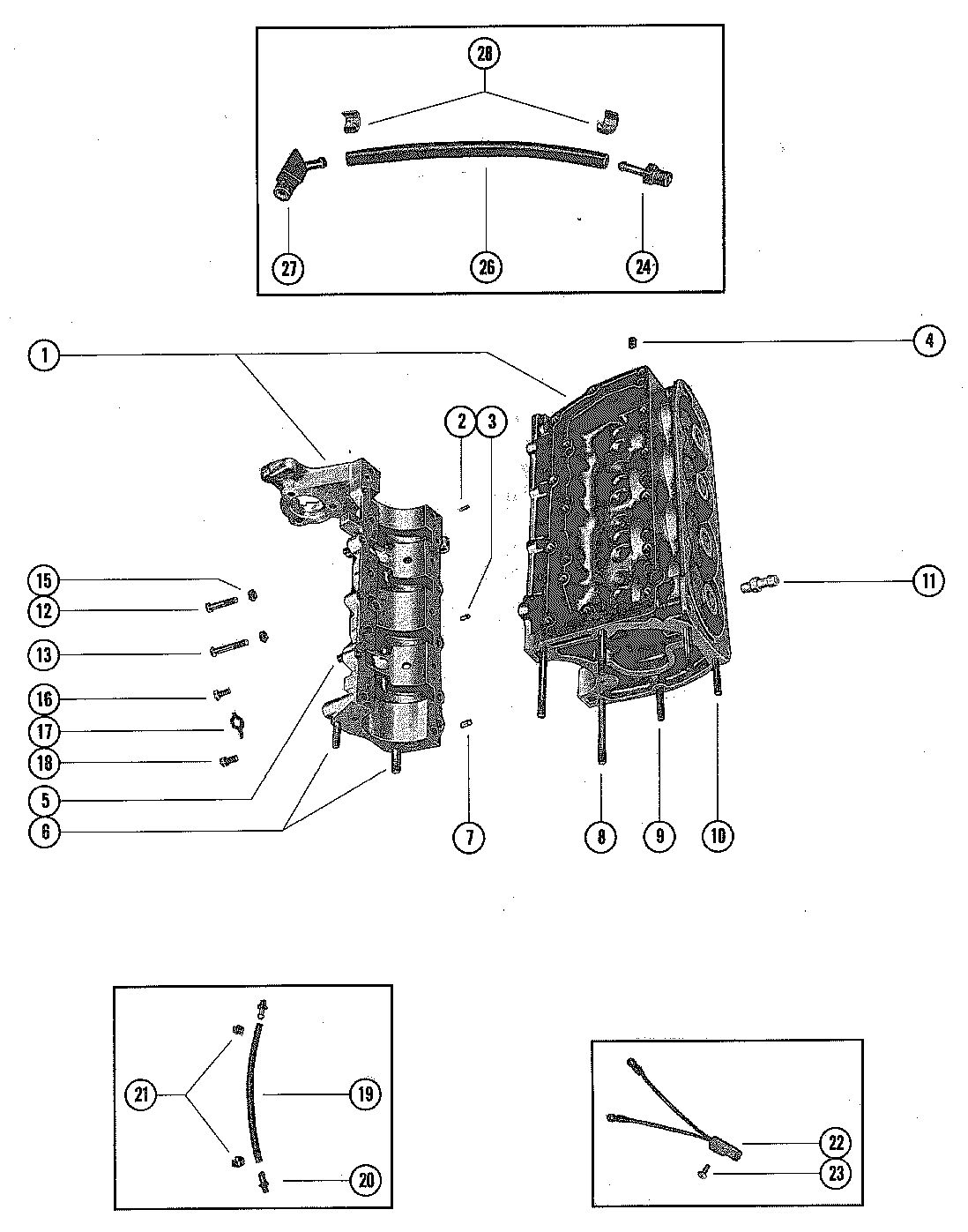 MERCURY MERC 500 CYLINDER BLOCK AND CRANKCASE ASSEMBLY