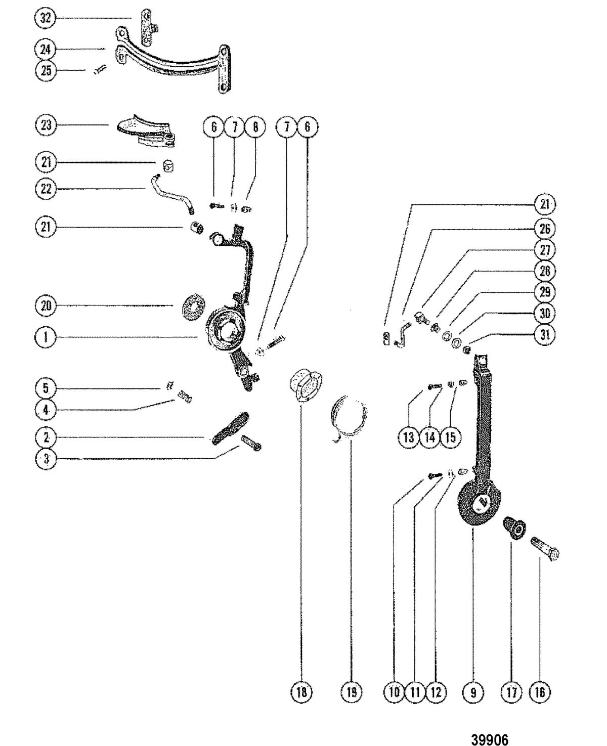 MERCURY MERC 80 THROTTLE LEVER AND SPARK ADVANCE LEVER