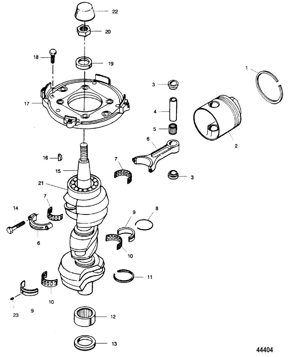 FORCE 90 HP A-MODELS (1990) FORCE Crankshaft and Piston