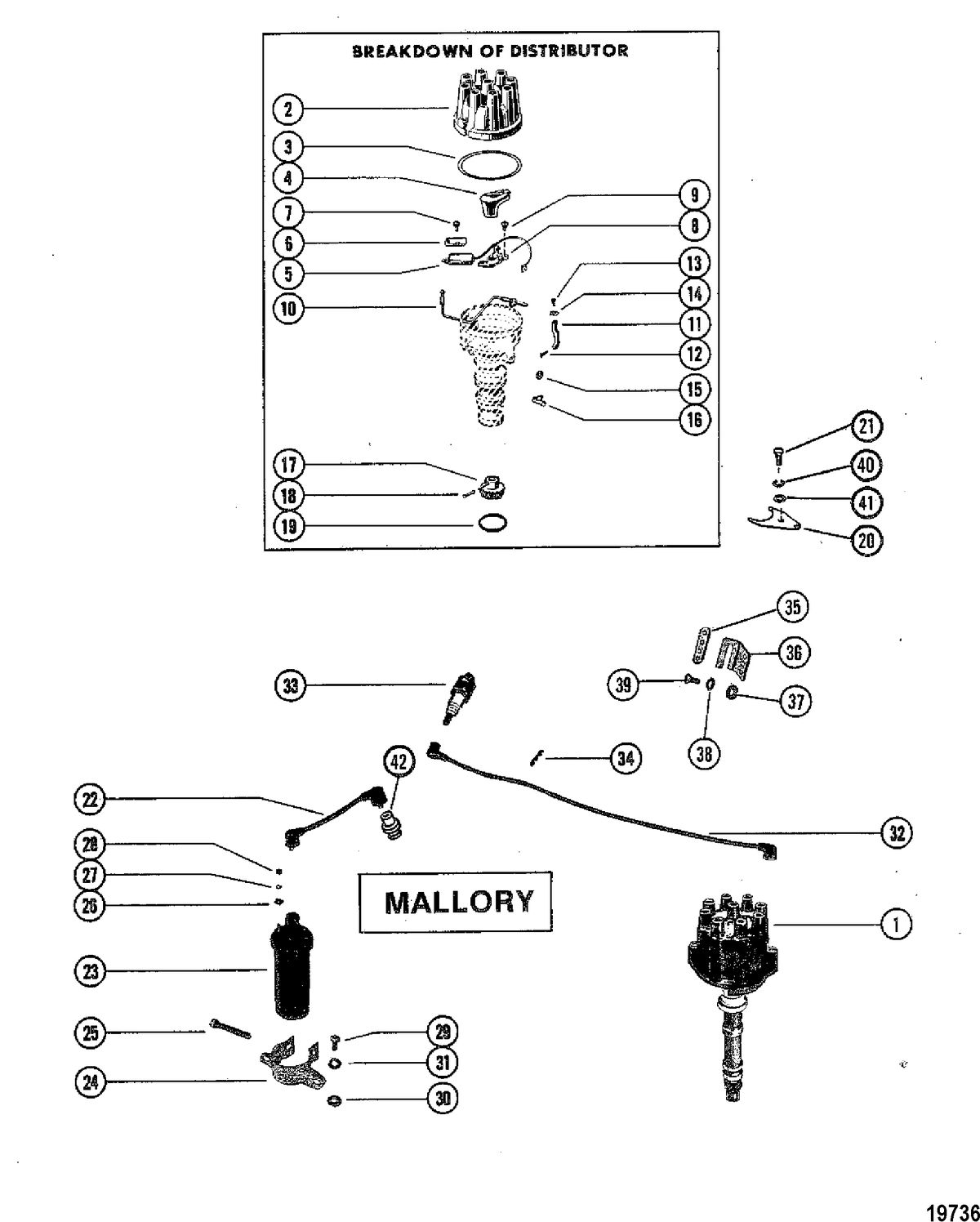 MERCRUISER 370/400/440/460 CYCLONE TRS ENGINE Distributor and Ignition Components(Mallory)