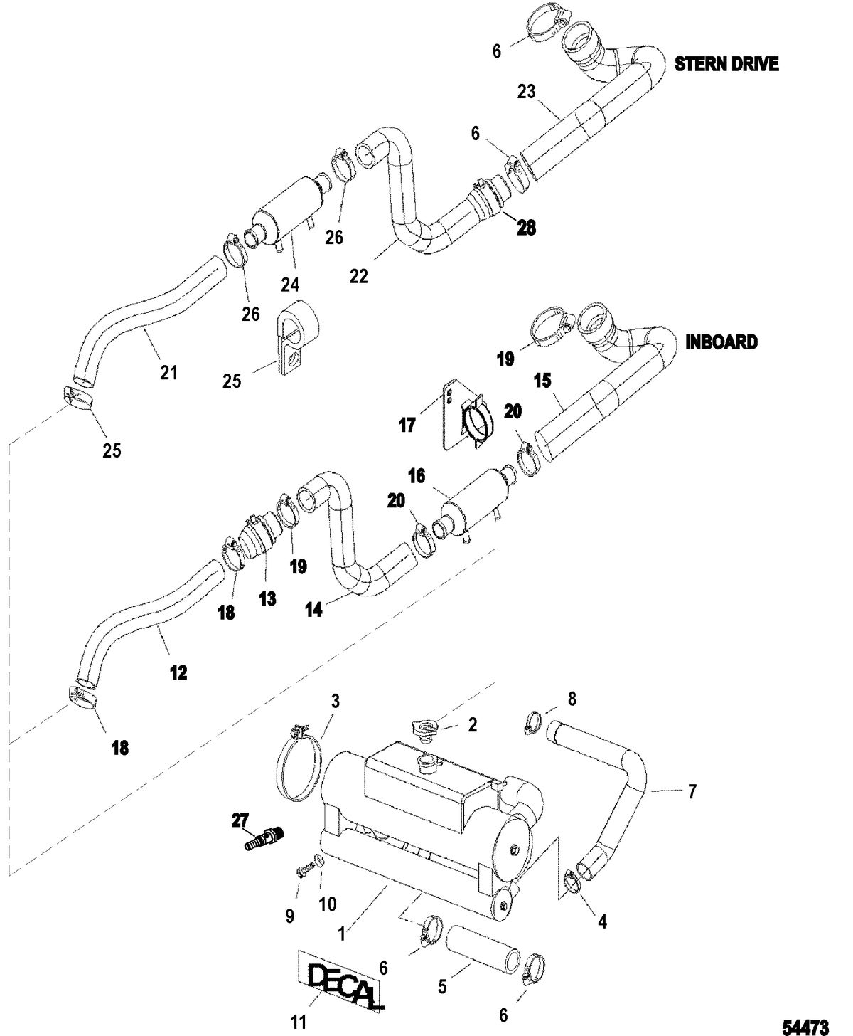 MERCRUISER CUMMINS/MERCRUSER DIESEL (2.8L/165) (4.2L/250) Heat Exchanger And Hoses