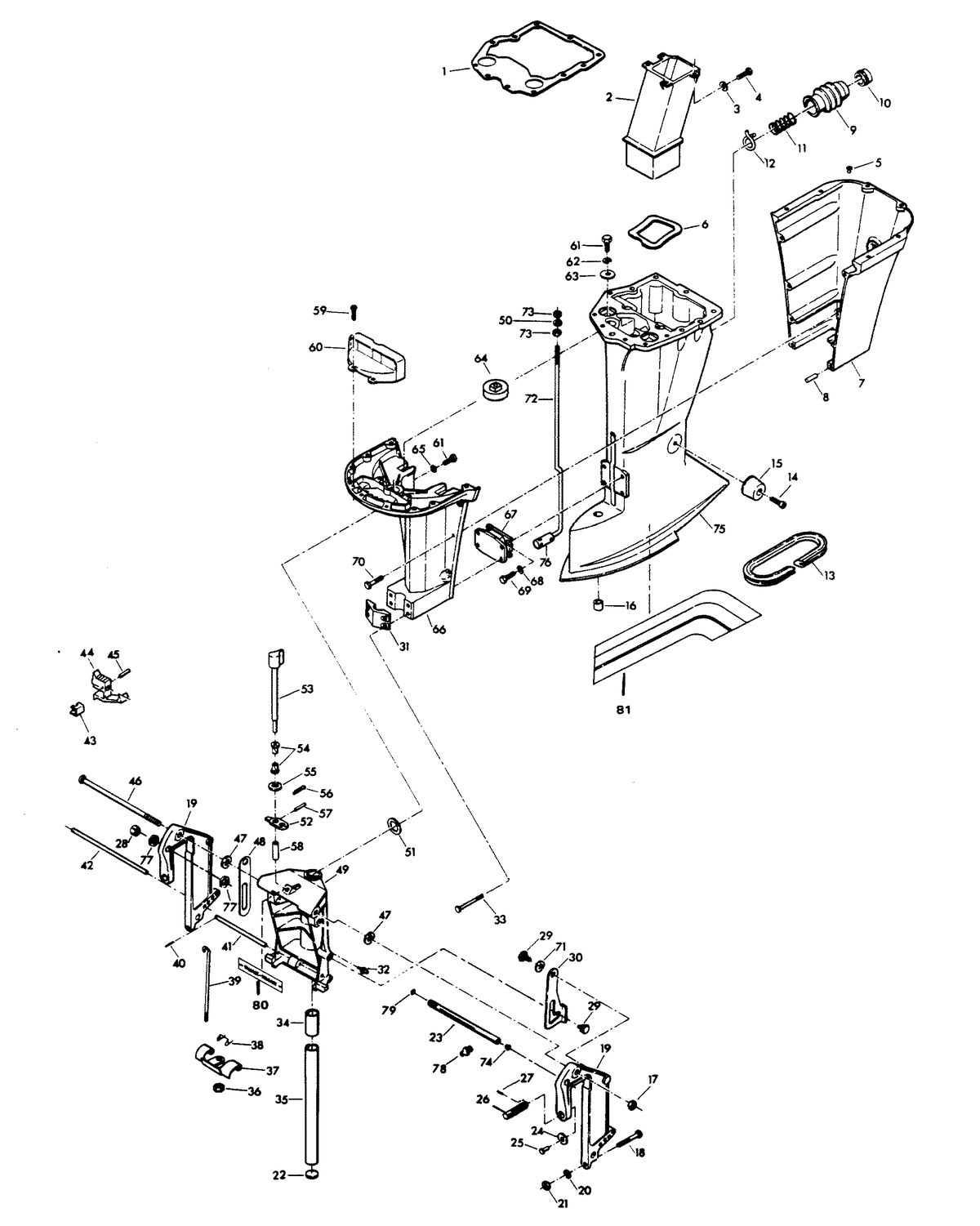 CHRYSLER 75 H.P. MOTOR LEG