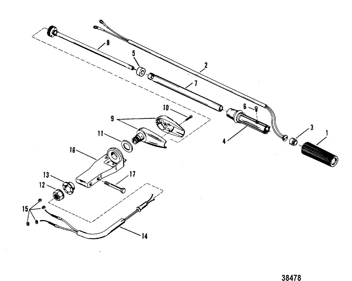 MERCURY/MARINER 18/20/25 H.P. (XD) STEERING HANDLE ASSEMBLY(MARINER)(MANUAL)
