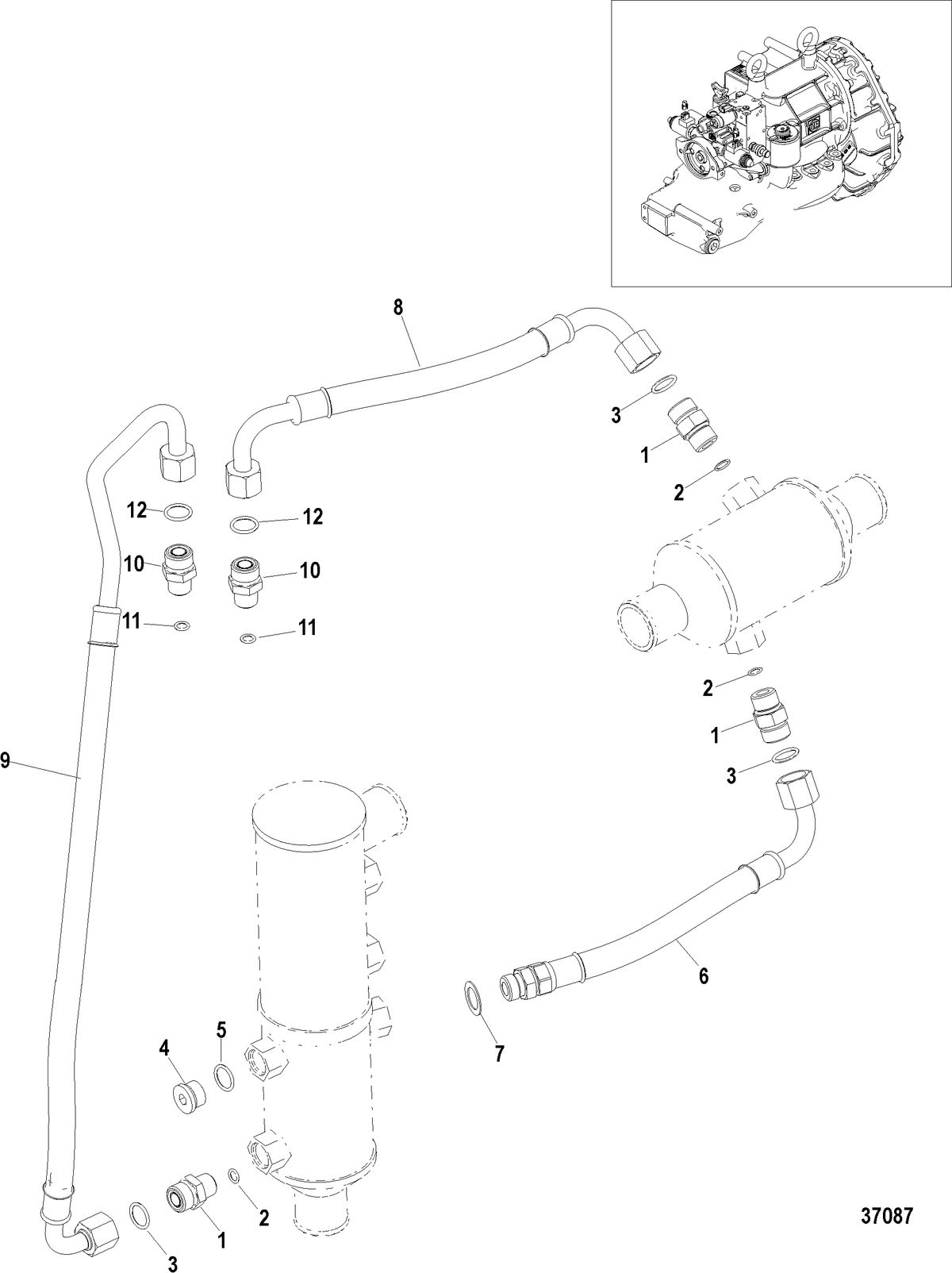 MERCRUISER ZEUS Transmission Oil Lines, With Drop Box