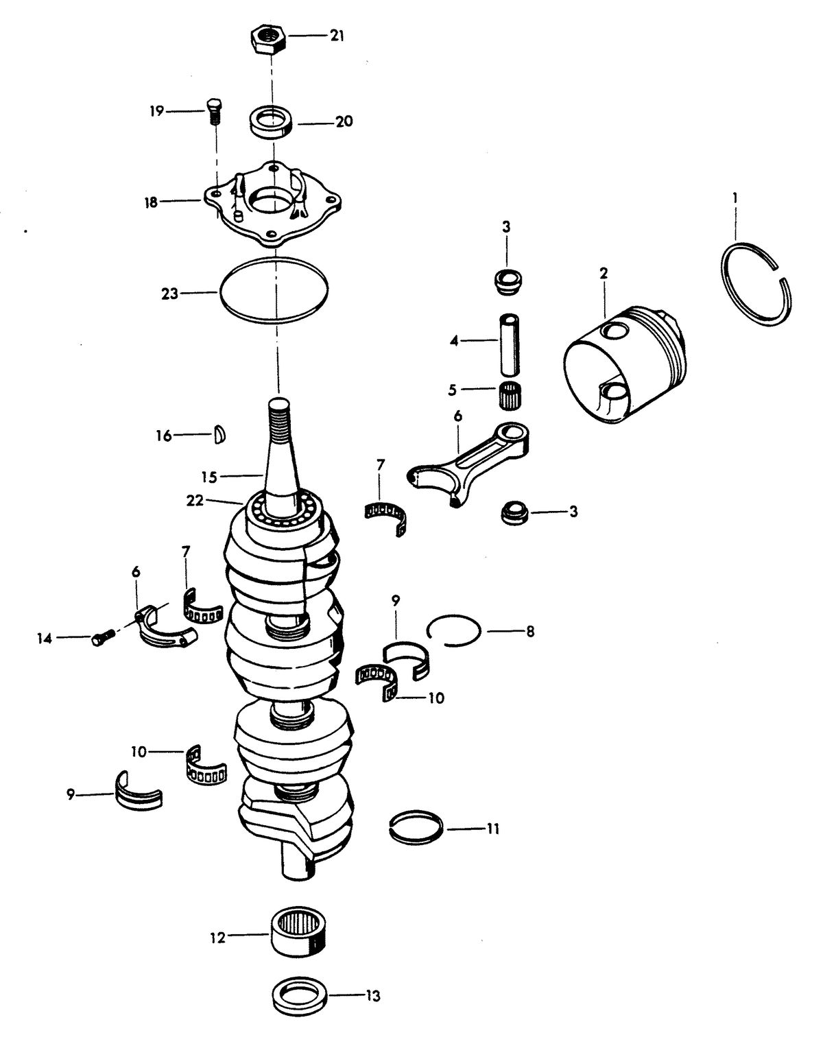 CHRYSLER 115 H.P. CRANKSHAFT AND PISTON GROUP