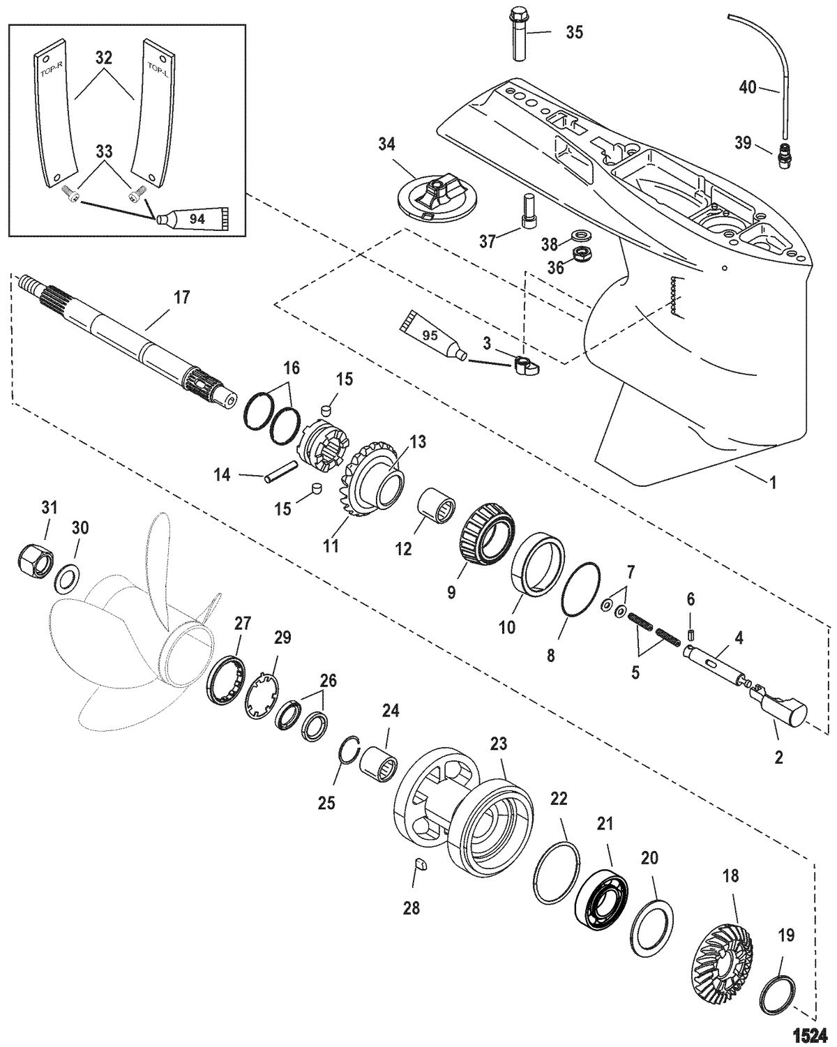 RACE OUTBOARD 225X EFI PROMAX Gear Housing, Propeller Shaft - Torque Master