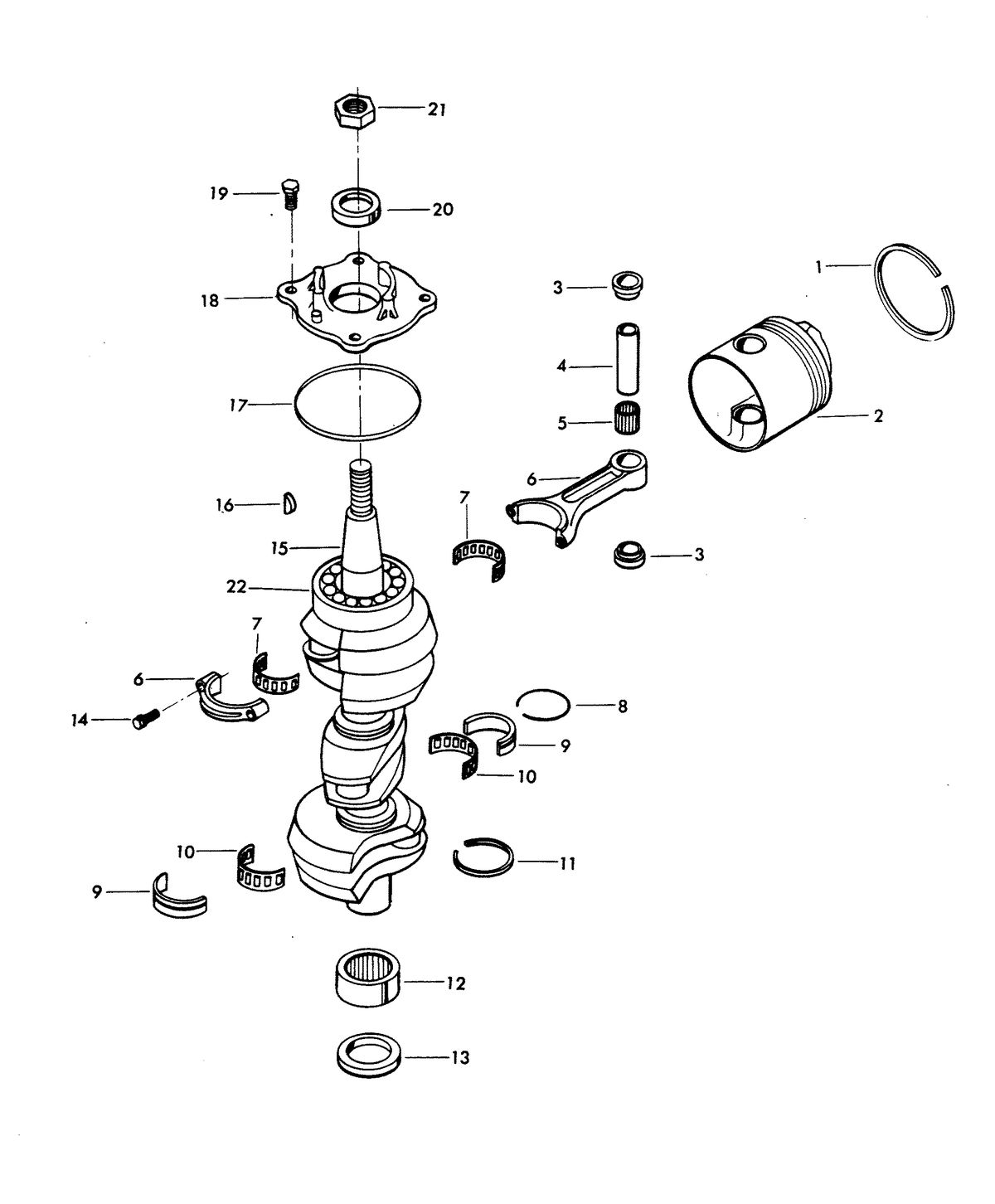 CHRYSLER 75 H.P. CRANKSHAFT AND PISTON GROUP