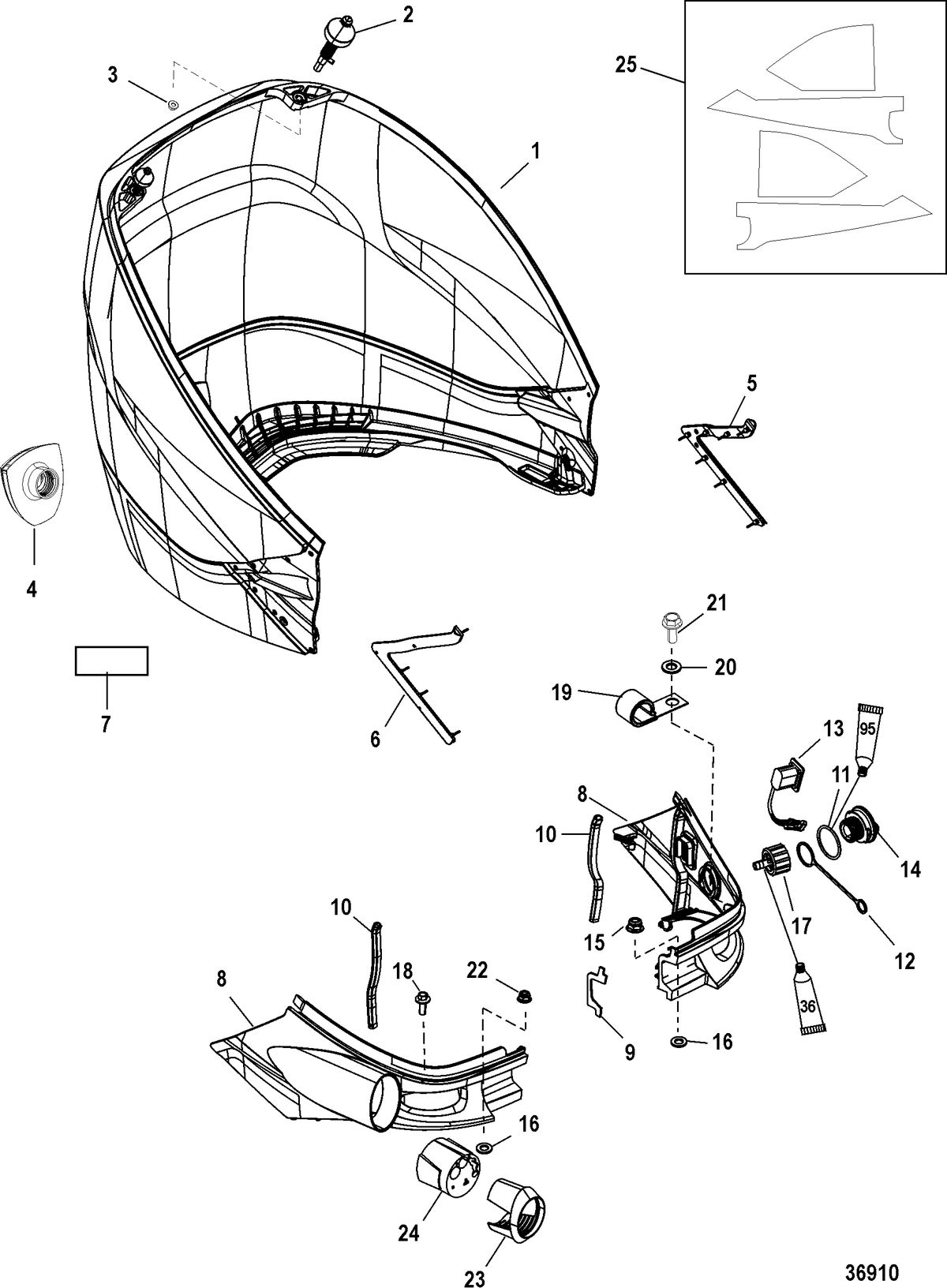 RACE OUTBOARD 350 VERADO Rear Cowl