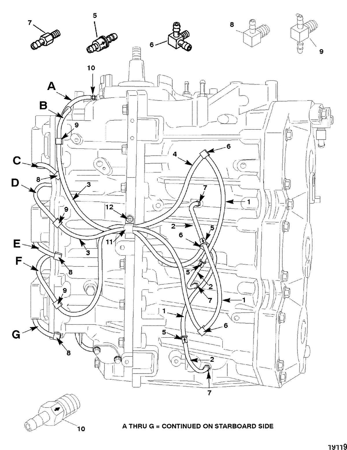 MERCURY/MARINER 225/250 3.0L EFI Bleed System (Port)