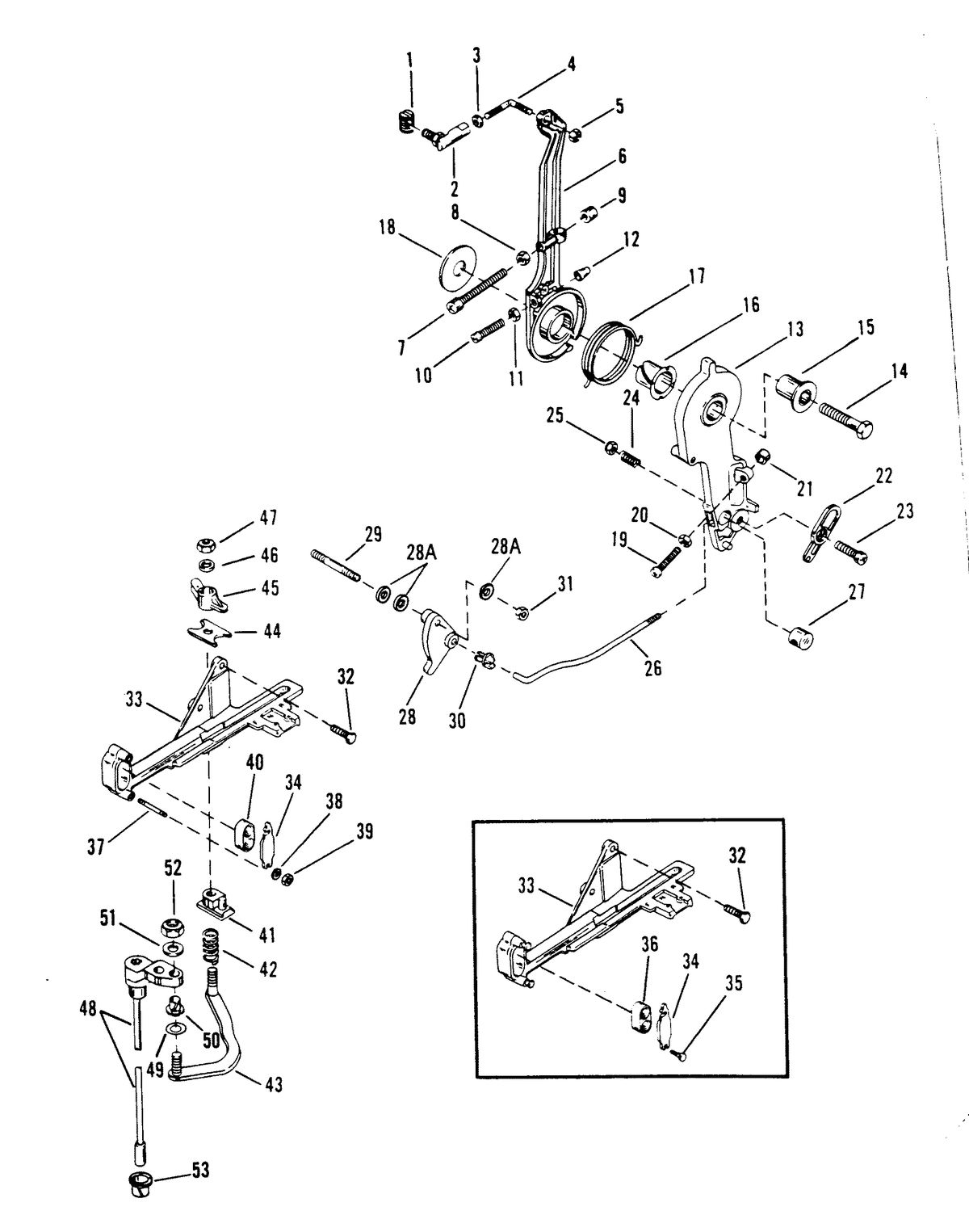 RACE OUTBOARD 2.5 L (CARB) THROTTLE LEVER AND SHIFT SHAFT