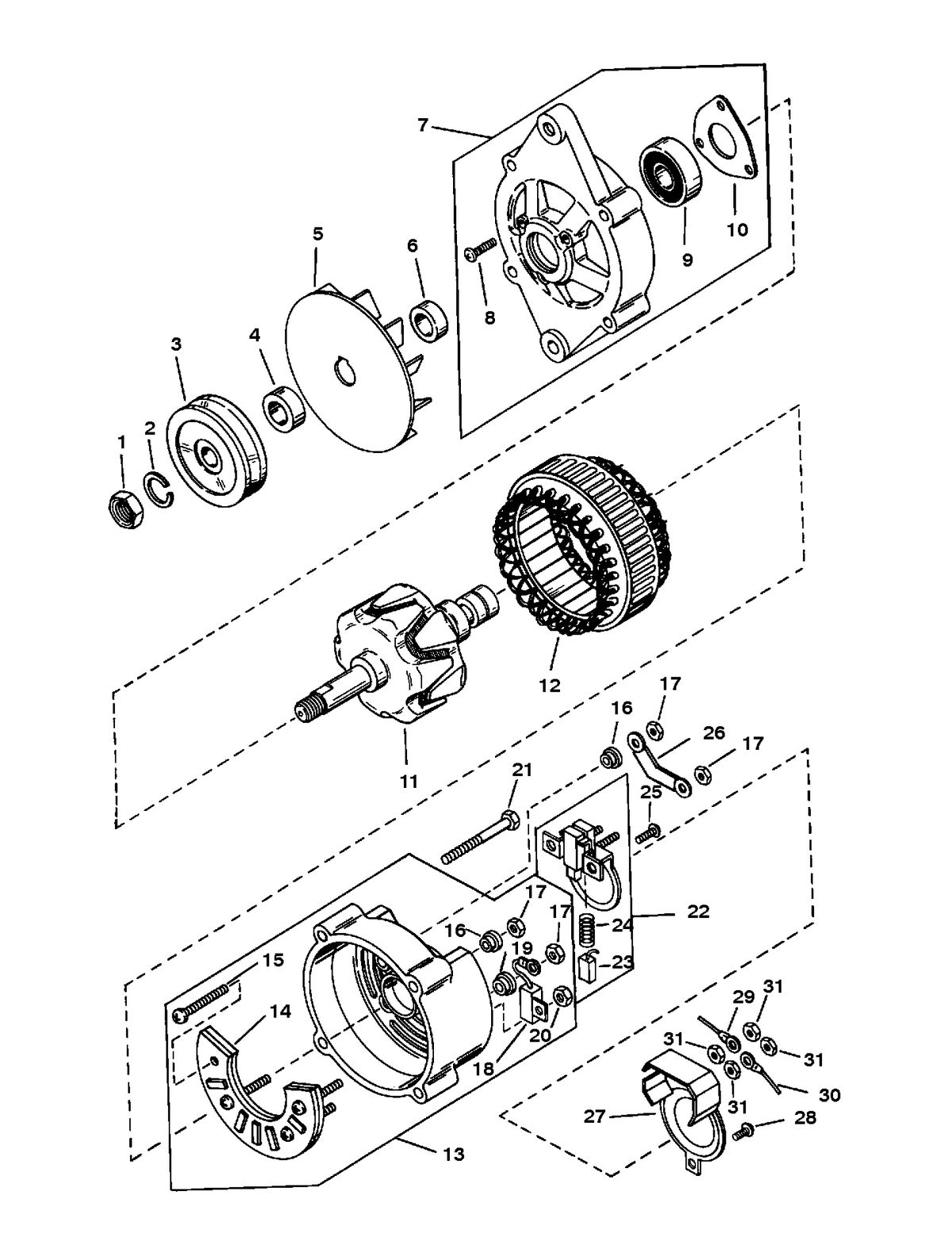 RACE STERNDRIVE 525 H.P. ENGINE ALTERNATOR ASSEMBLY (MANDO #AC-155603)