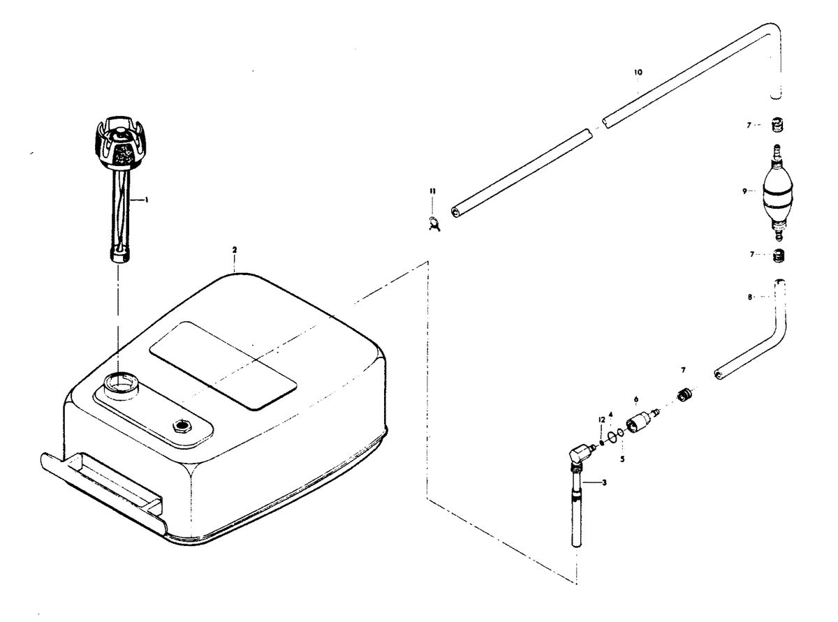 CHRYSLER 85 H.P. FUEL TANK AND LINE