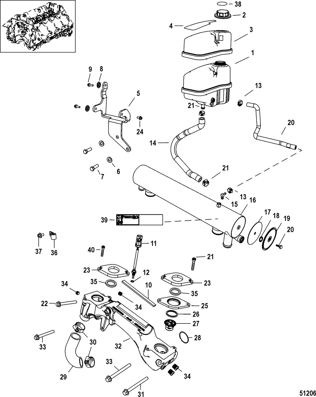 MERCRUISER 8.2L MAG / 8.2L MAG HO Cooling System, Fresh Water Components (2A041665 & up)