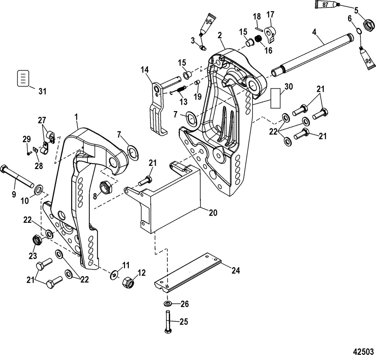 MERCURY/MARINER 75/80/90/100/115 EFI 4-STROKE Transom Bracket