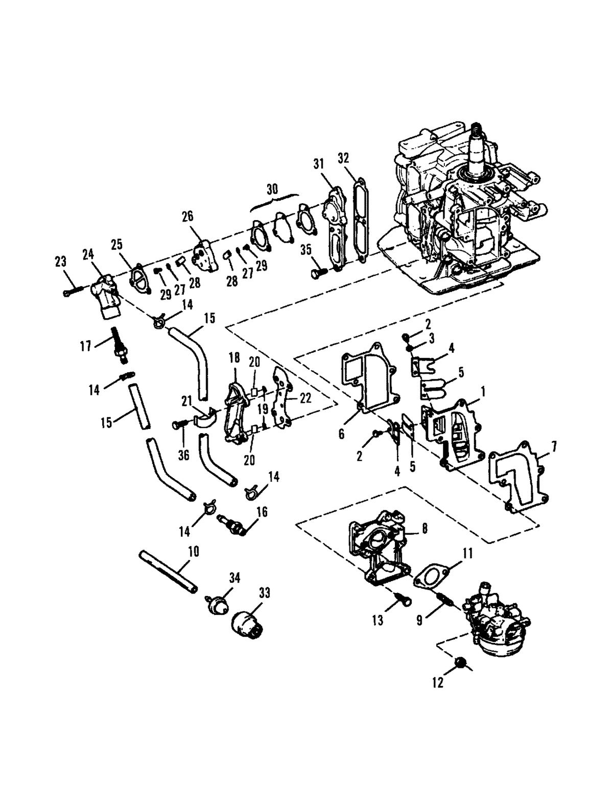 FORCE 9.9/15 H.P. FUEL SYSTEM (88A/92B & SER. # E000001 THRU E127699)