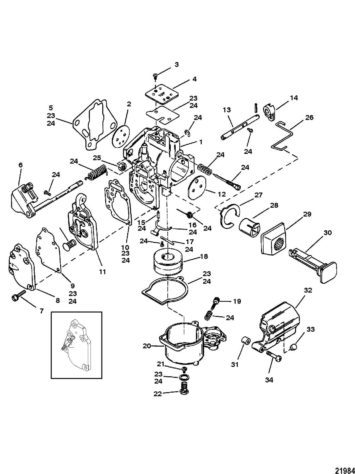 MERCURY/MARINER SEA PRO/MARATHON 15 H.P. Carburetor