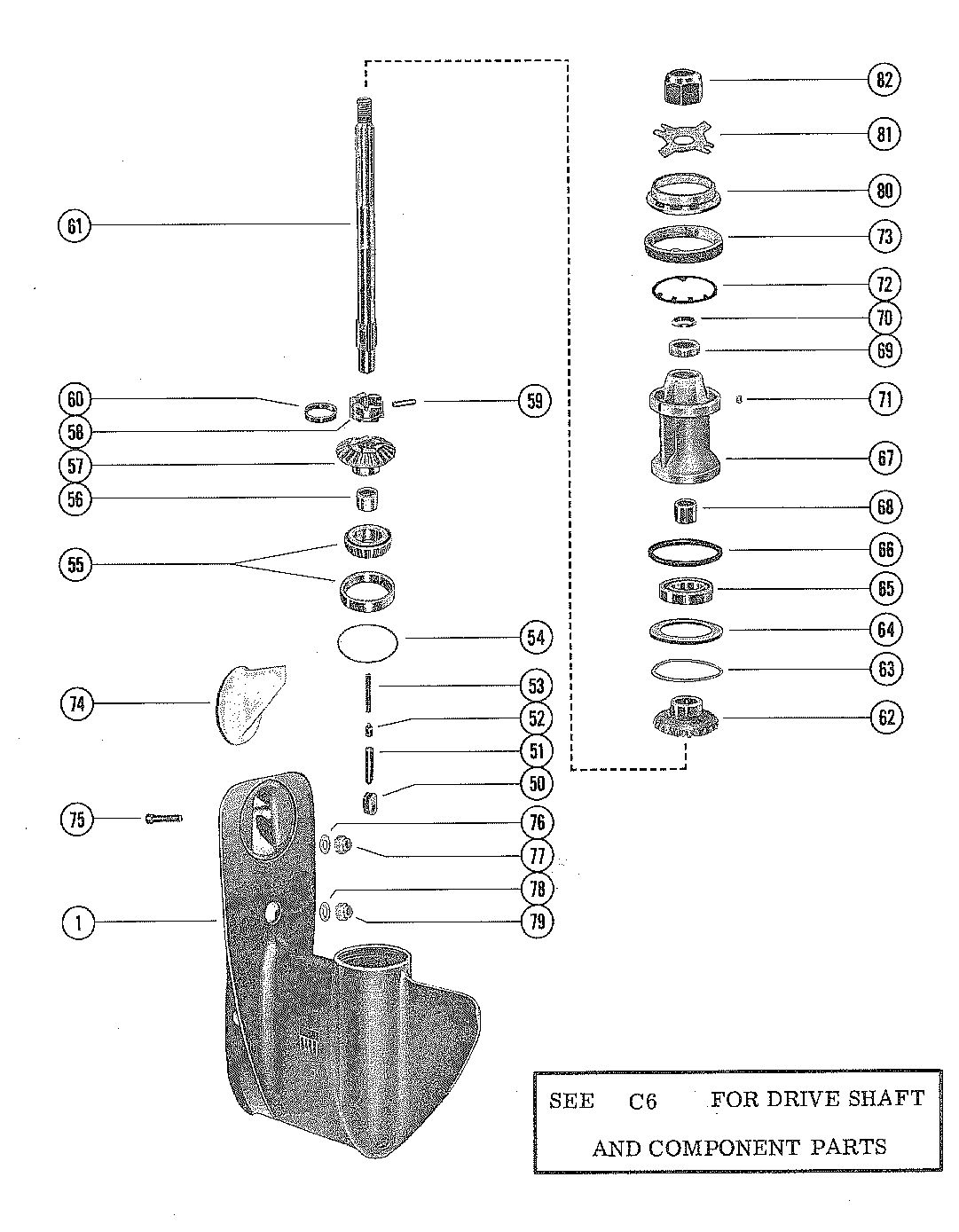 MARINER 70 HORSEPOWER GEAR HOUSING ASSEMBLY, COMPLETE (PAGE 2)