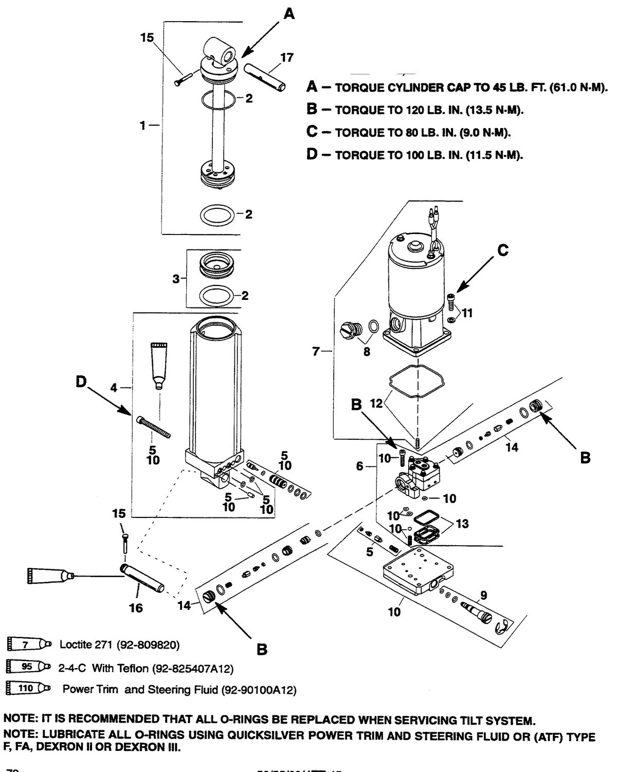 MERCURY/MARINER 50/55/60 JET 45 POWER TRIM COMPONENTS (S/N 0G357070 & UP)(YELLOW FILL PLUG)