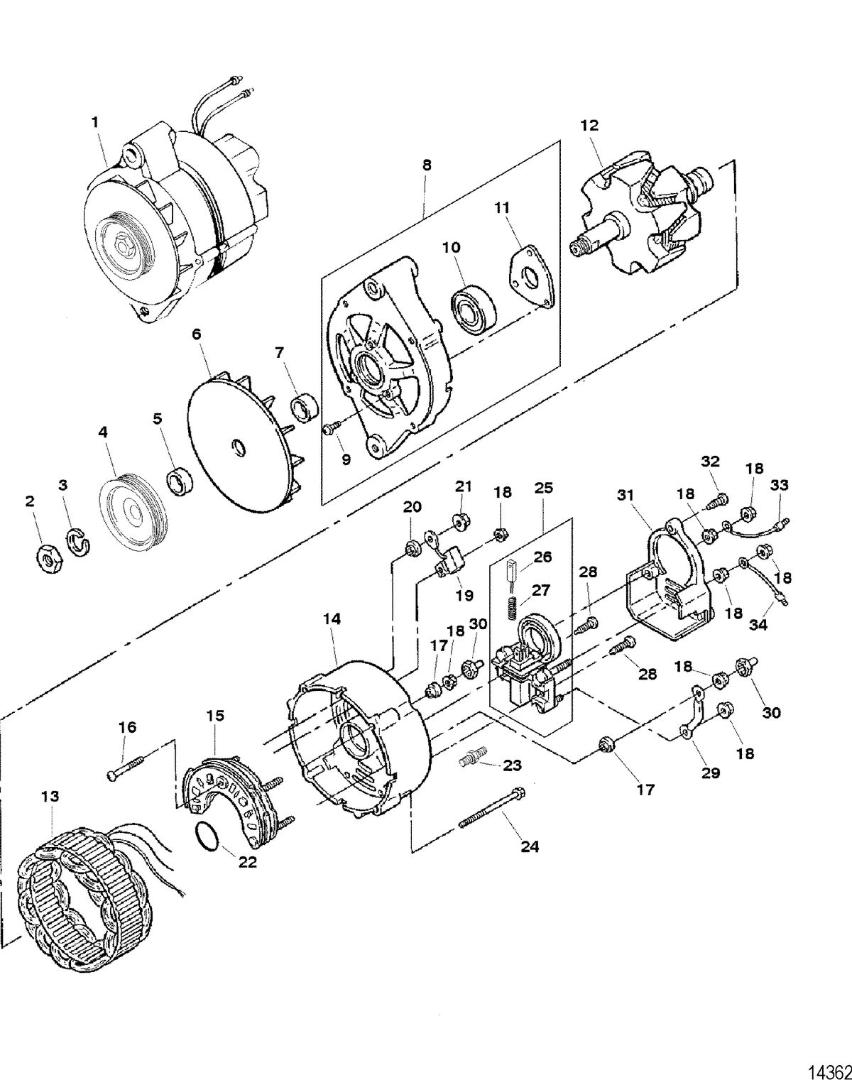 RACE STERNDRIVE SCORPION 377 STERNDRIVE Alternator Assembly