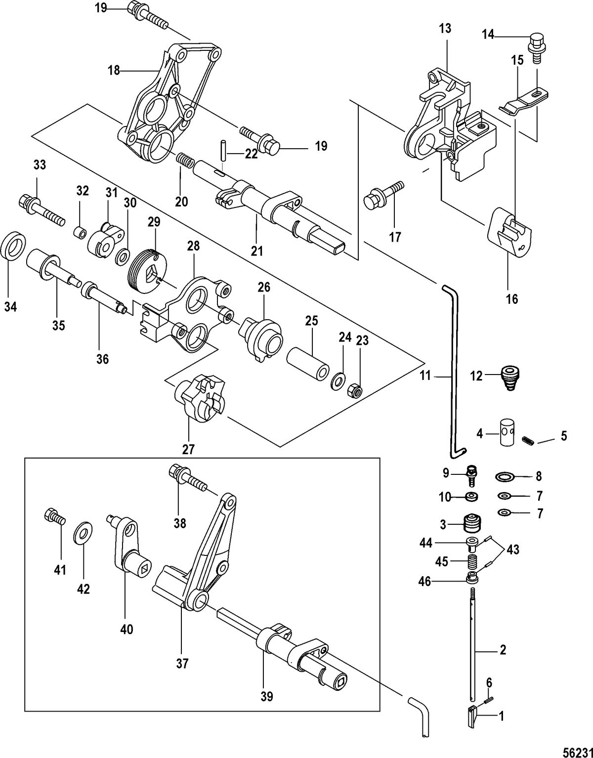 MERCURY/MARINER 25/30/JET 25 EFI/3 CYLINDER  4-STROKE Shift and Cam Rod, 0R505053 and Up