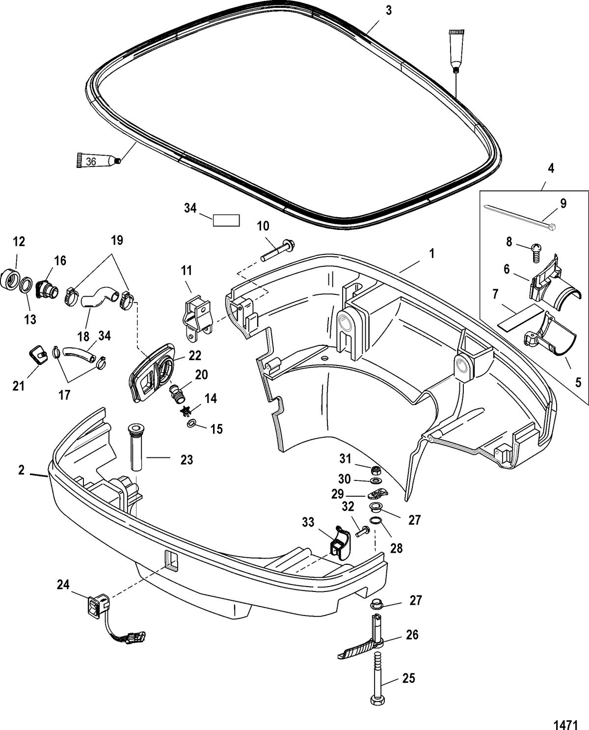 MERCURY/MARINER 150/175/200 EFI (2.5L) BOTTOM COWL