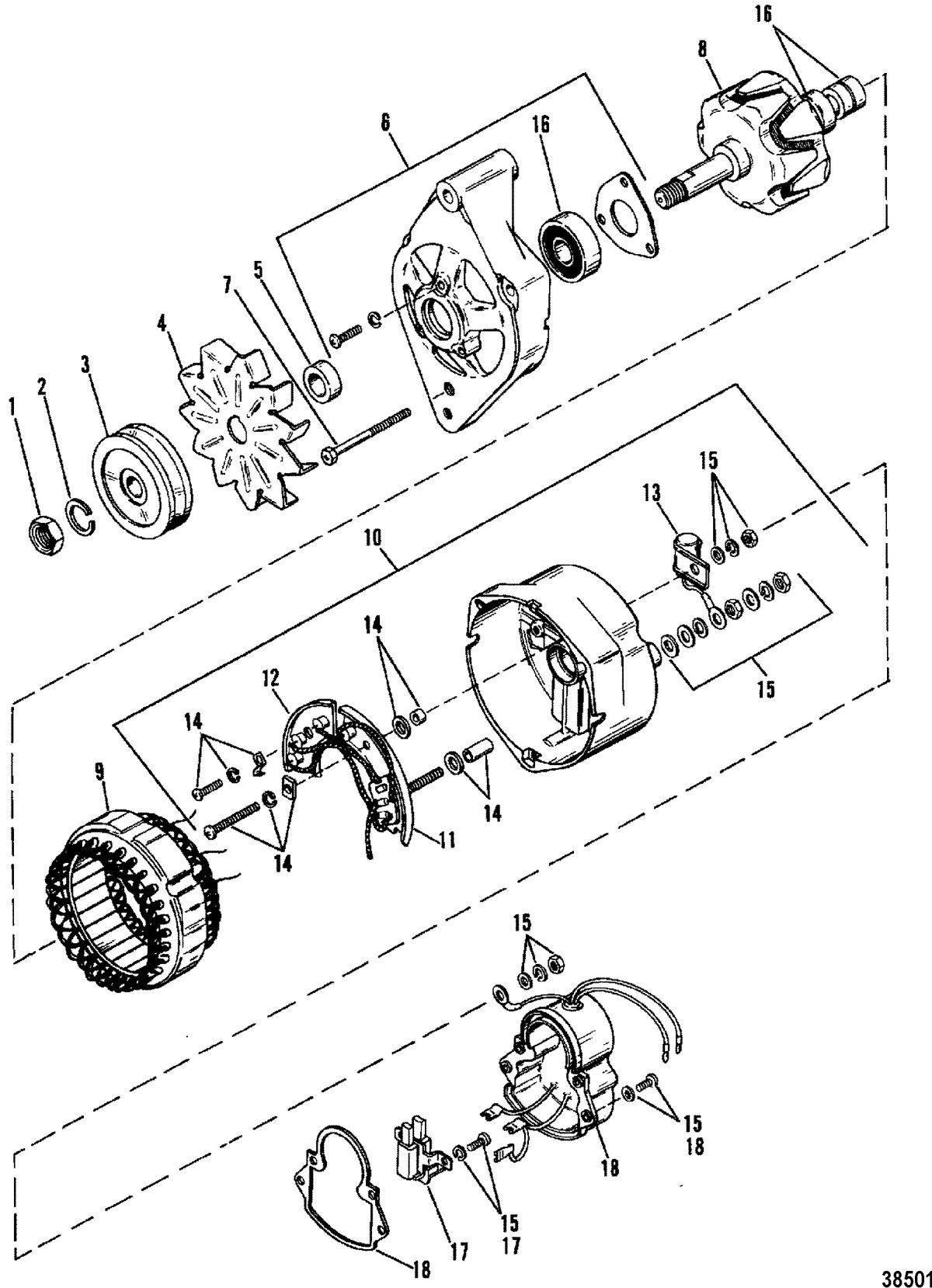 MERCRUISER 185/205 H.P. MR/ALPHA ONE ENGINE Alternator(MANDO)