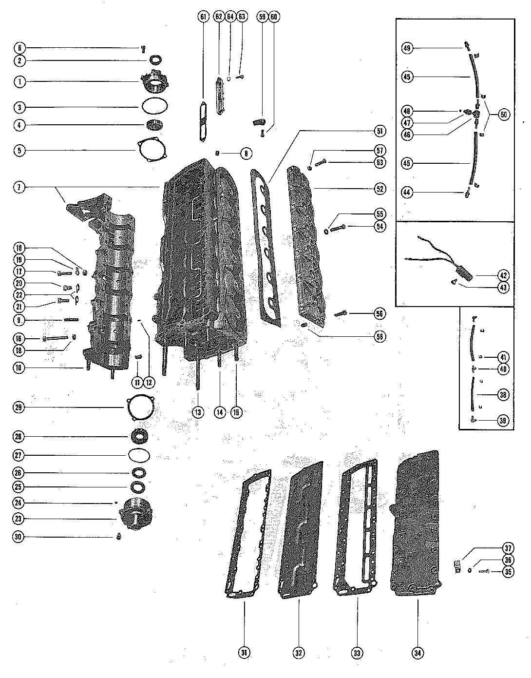 MERCURY MERC 1000E-2 CYLINDER BLOCK AND CRANKCASE ASSEMBLY