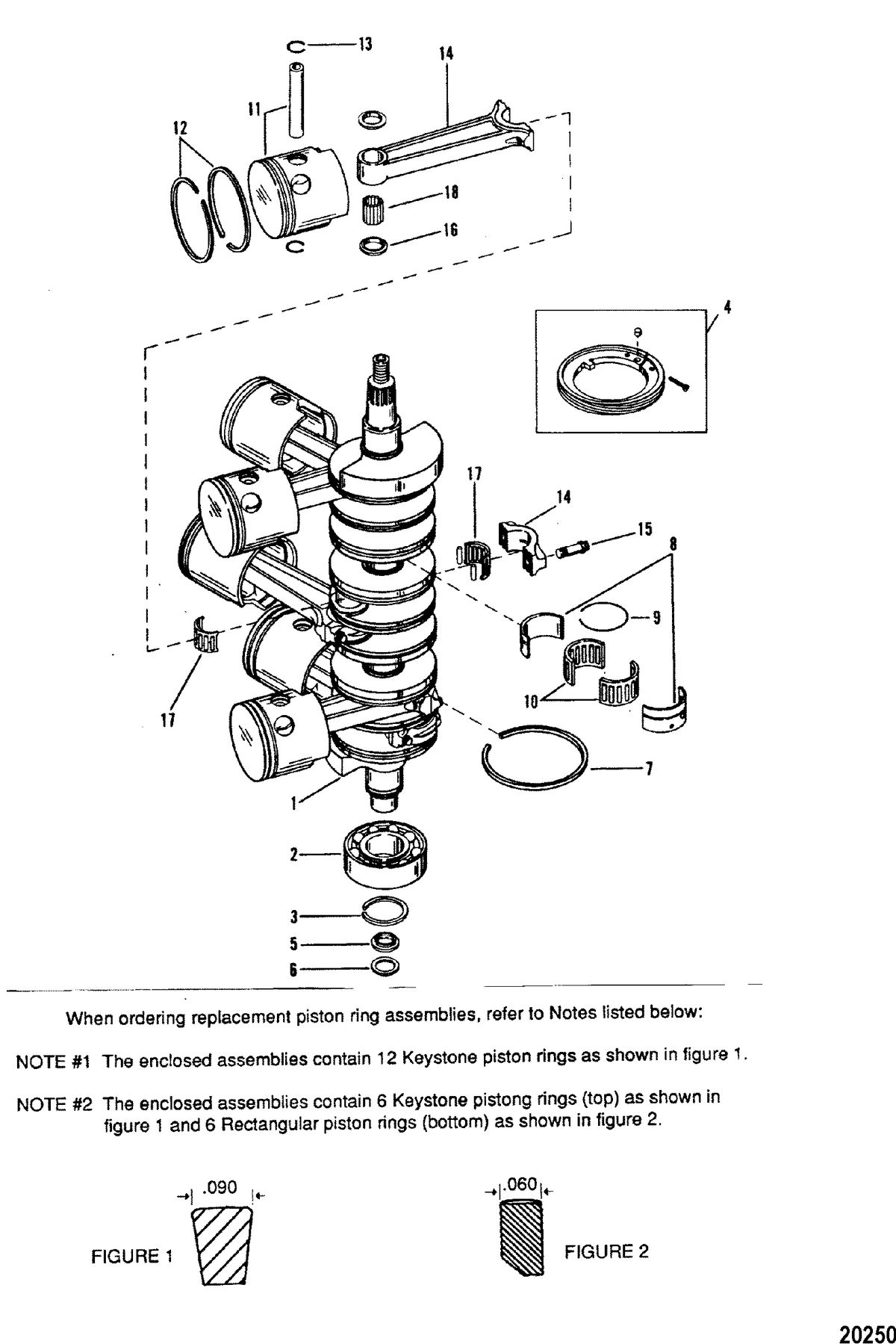 MERCURY/MARINER 150 H.P. XR-2 MARATHON MAGNUM (V-6) (1978-1985 COMBINED BOOK) Crankshaft, Pistons and Connecting Rods