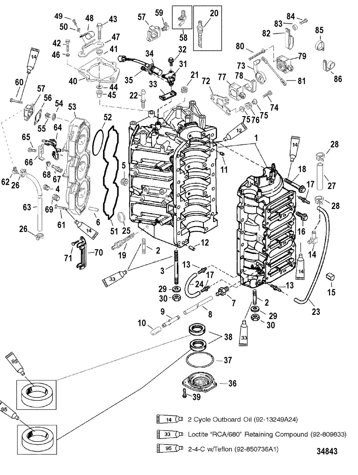 MERCURY/MARINER 200/225 DFI (3.0L) Cylinder Block and End Cap