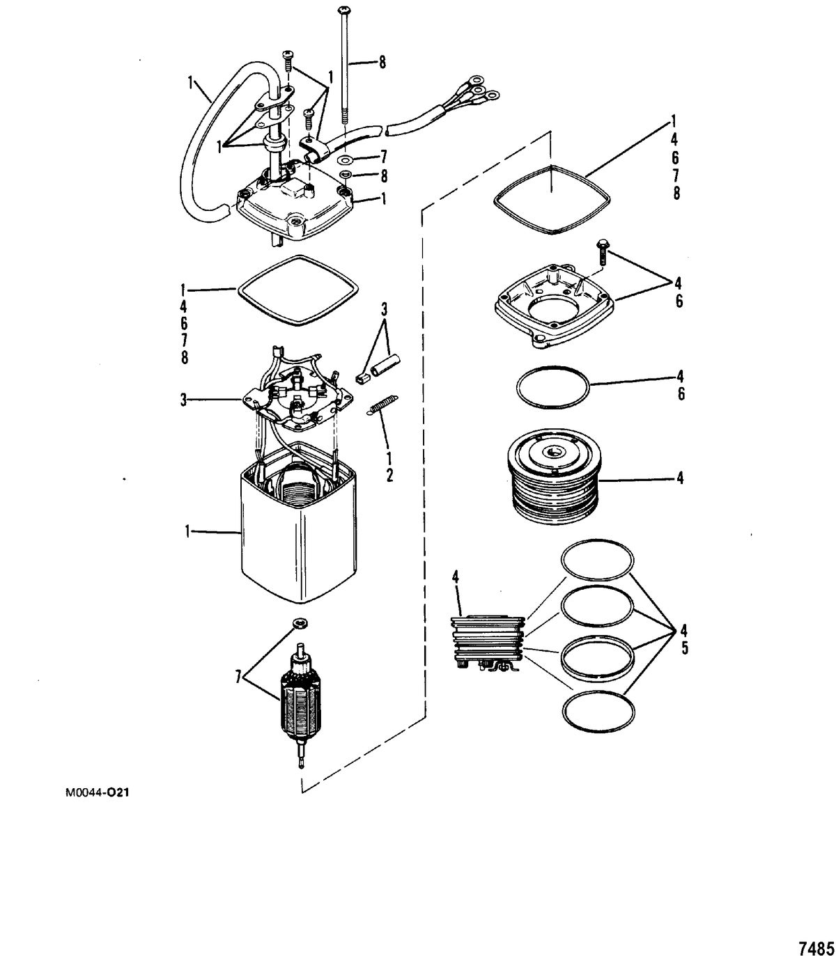 MERCURY/MARINER 45 HP Power Trim Pump(Eaton Rectangular Motor)