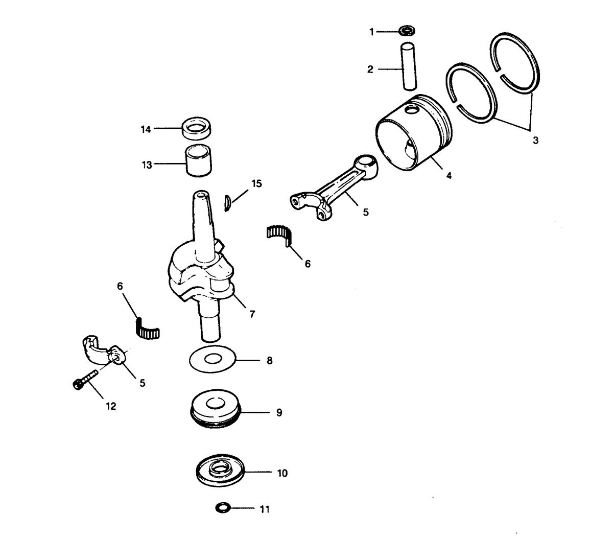 SEARS 5 H.P. STD. 15" LEG OUTBOARD MOTOR Crankshaft and Piston