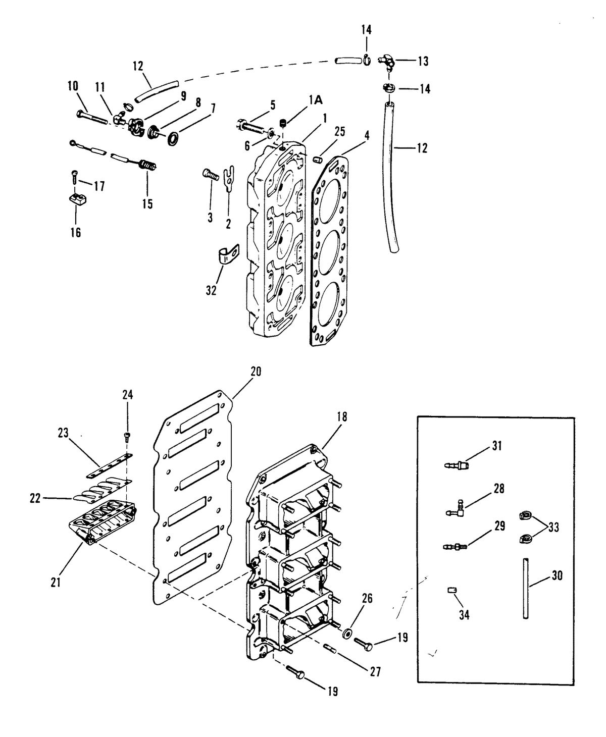 RACE OUTBOARD 2.5 L (CARB) REED BLOCK AND CYLINDER HEAD