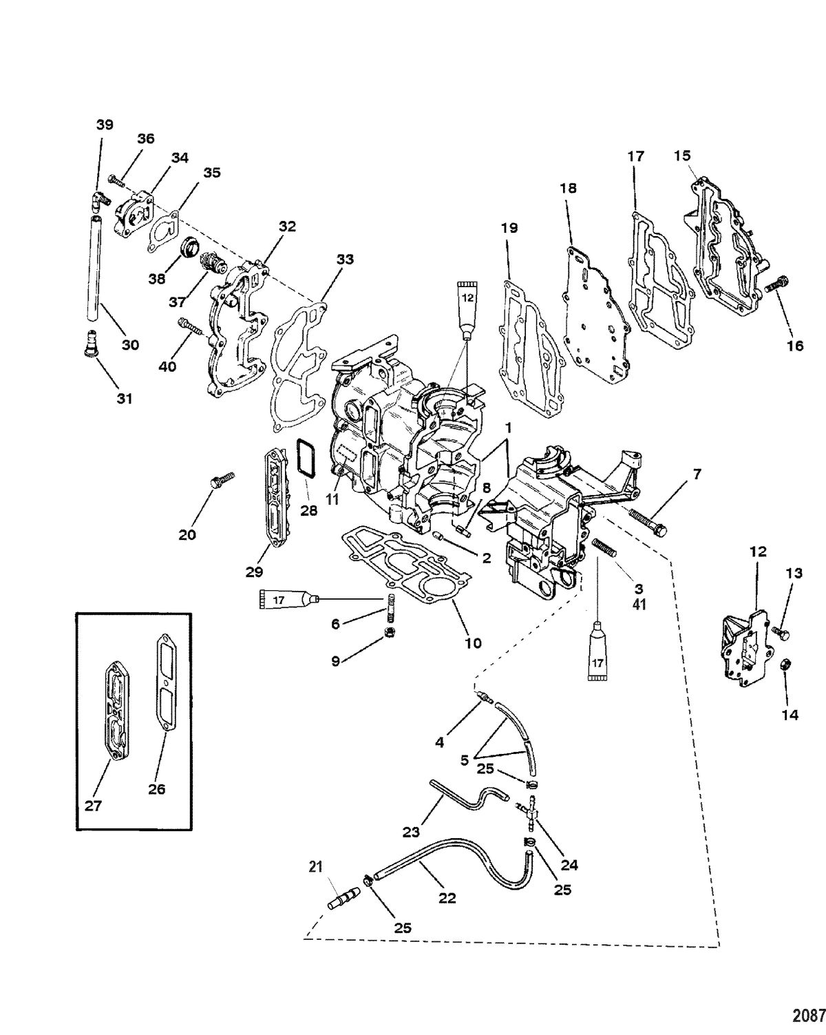 MERCURY/MARINER 6/8/9.9/15 HP Cylinder Block and Covers