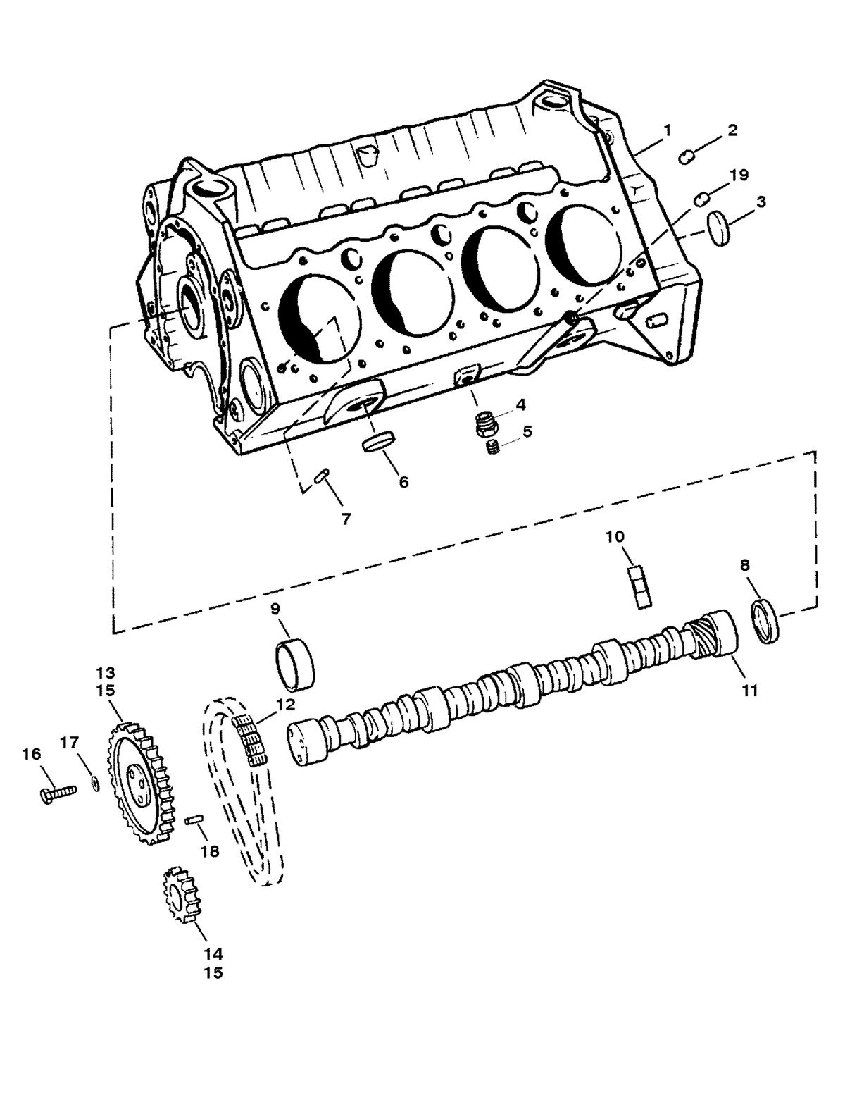 MERCRUISER 5.7L INBOARD ENGINE CYLINDER BLOCK AND CAMSHAFT