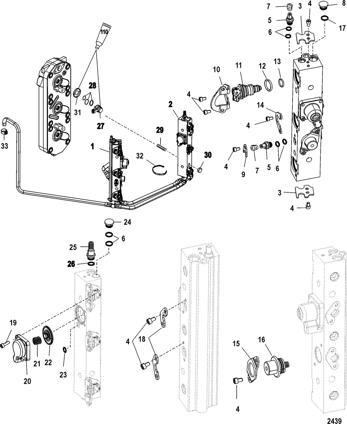 RACE OUTBOARD 2.5XS DFI (2.5L) Fuel Rails