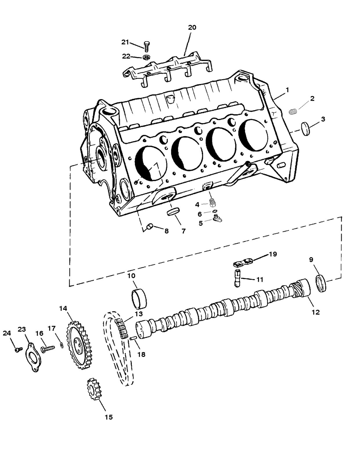 MERCRUISER 5.7L INBOARD ENGINE CYLINDER BLOCK AND CAMSHAFT