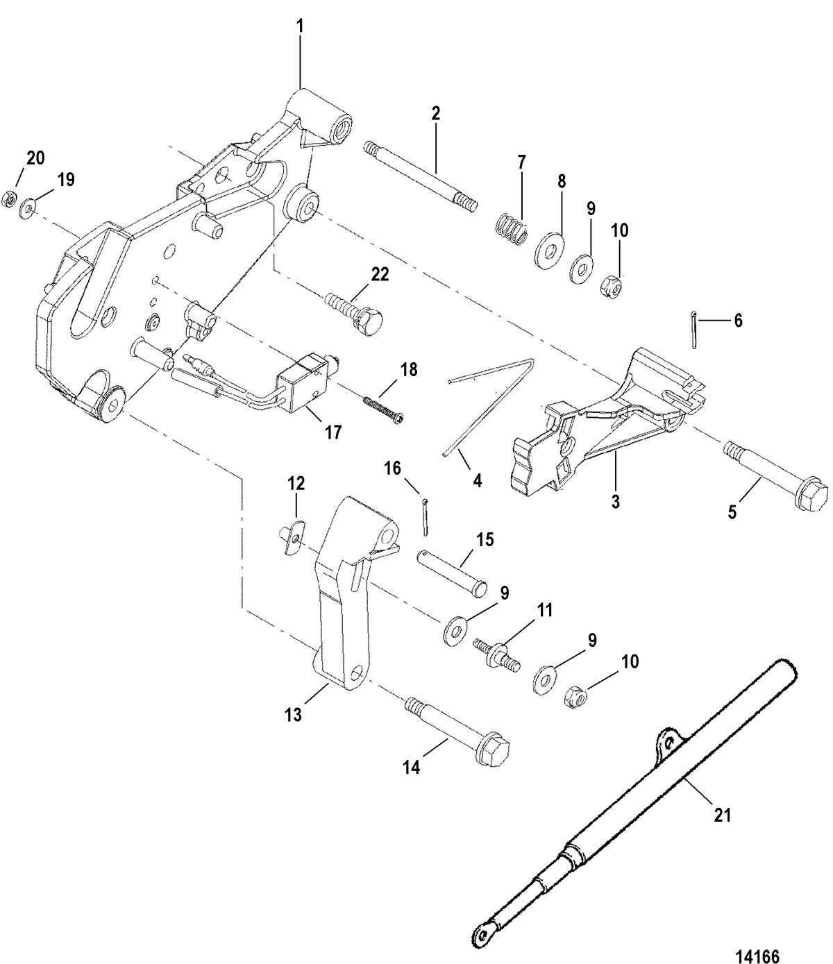MERCRUISER 350 MAGNUM MPI ALPHA/BRAVO (GEN+) ENGINE SHIFT BRACKET(ALPHA ENGINES)