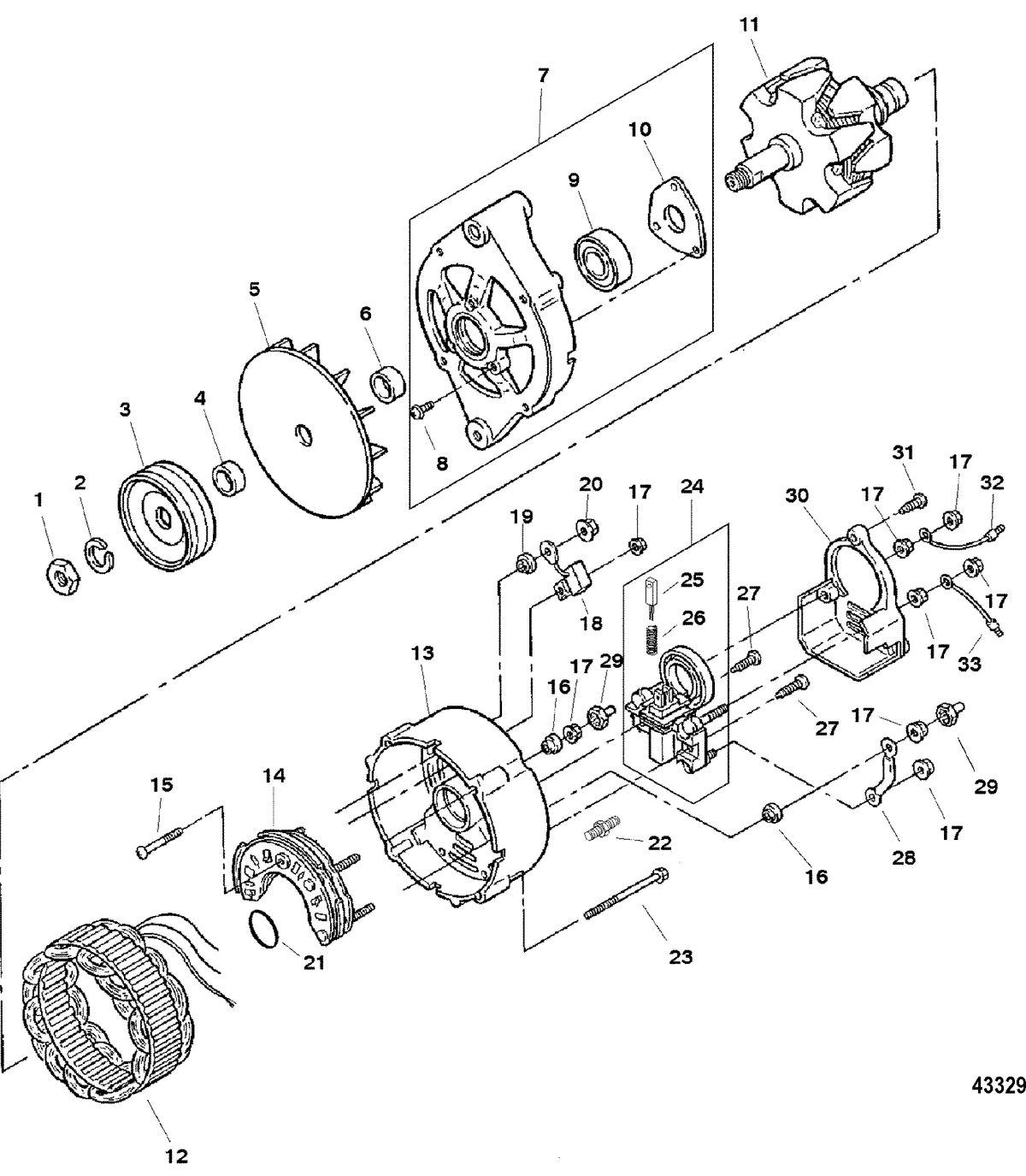 MERCRUISER D4.2L/220 IDI DIESEL Alternator(Mando)