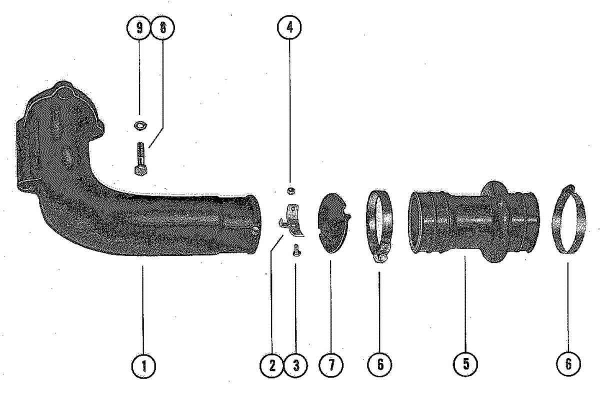 MERCRUISER 140 ENGINE EXHAUST ELBOW ASSEMBLY