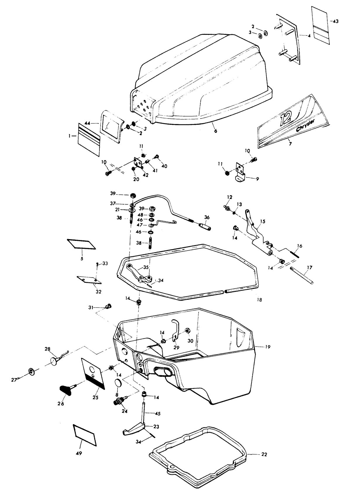 CHRYSLER 12 H.P. ENGINE COVER AND SUPPORT PLATE (MANUAL START MODELS)