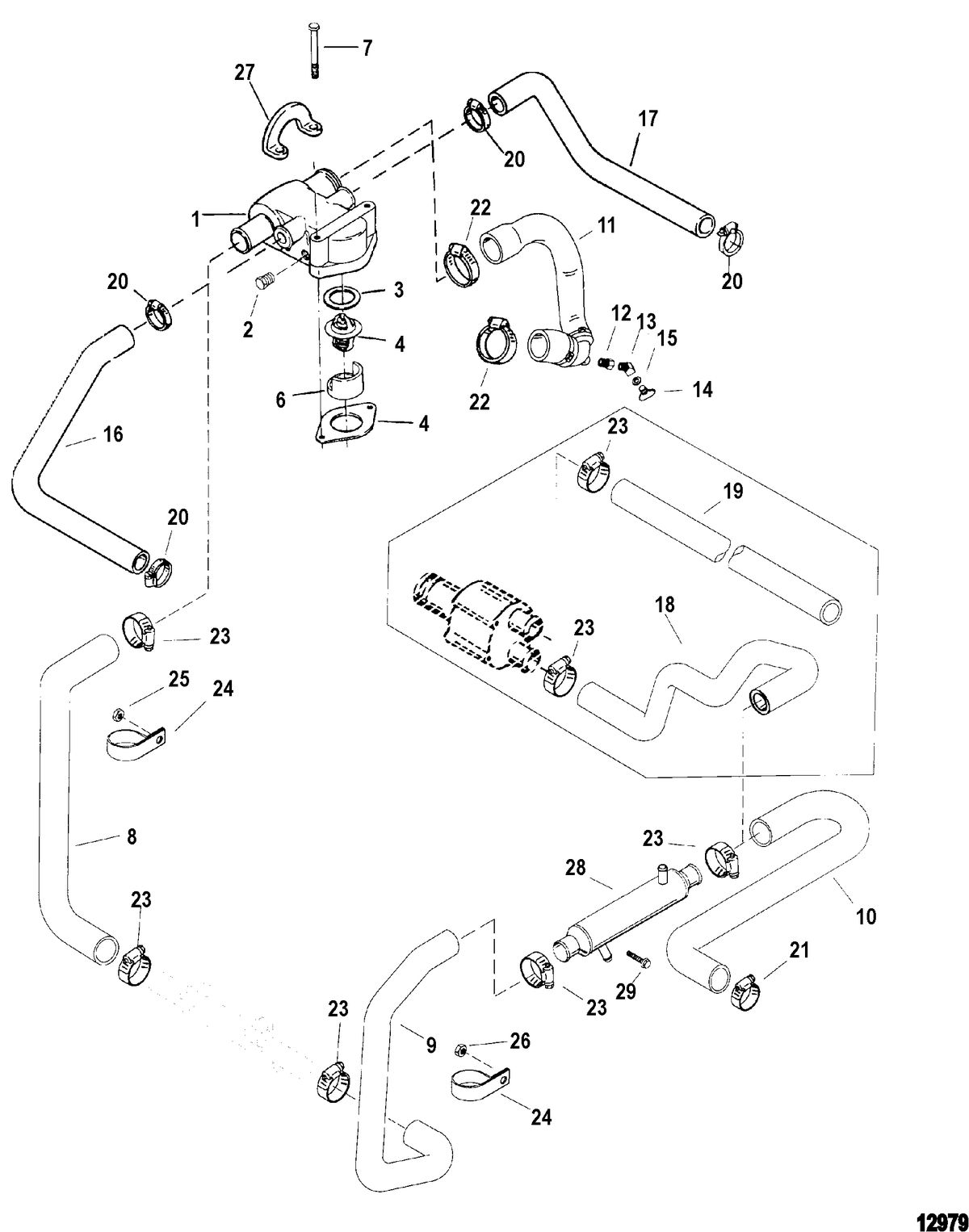 MERCRUISER 4.3L EFI ALPHA/BRAVO (262 C.I.D. GEN+) Standard Cooling System