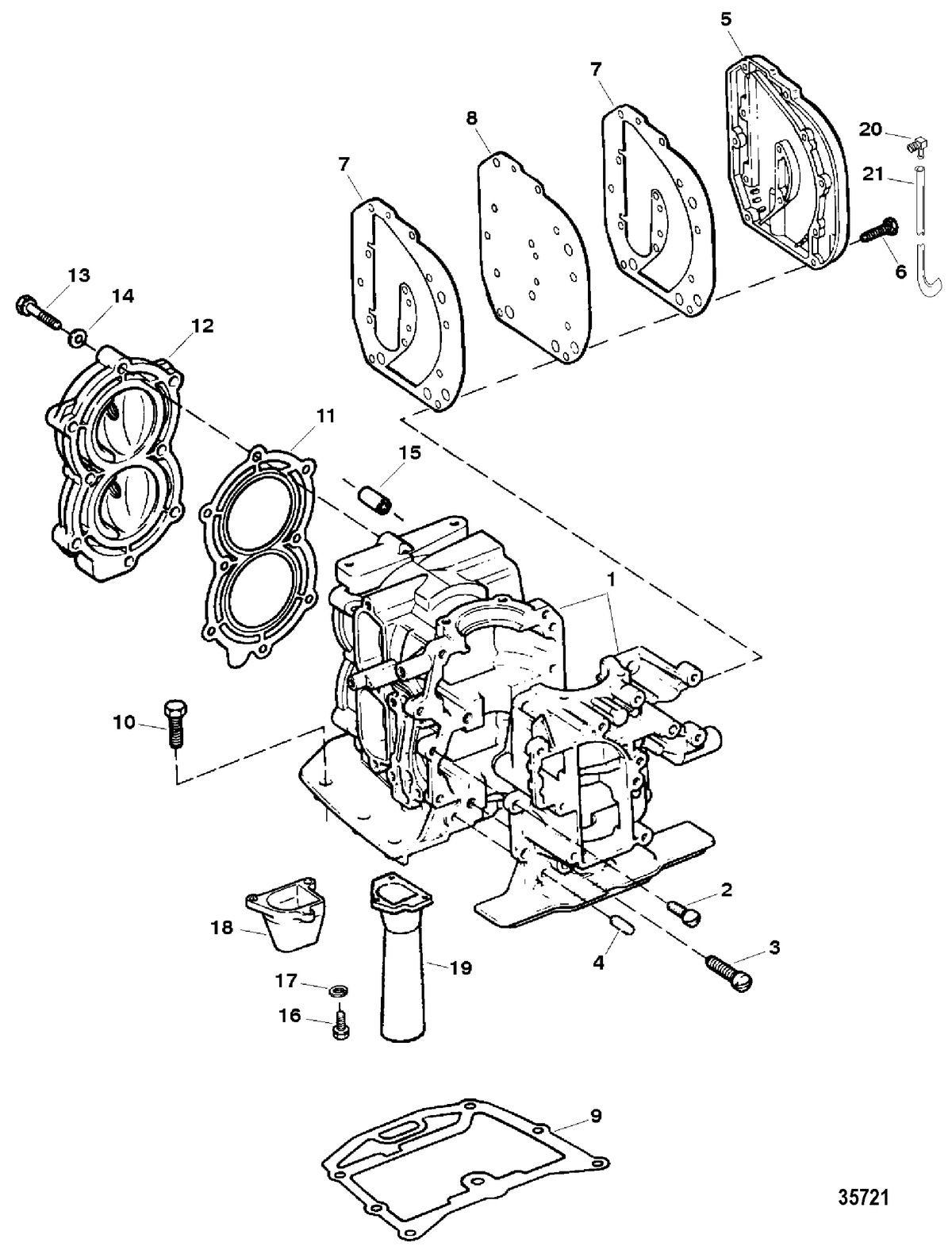 FORCE 9.9/15 H.P. CYLINDER BLOCK ASSEMBLY