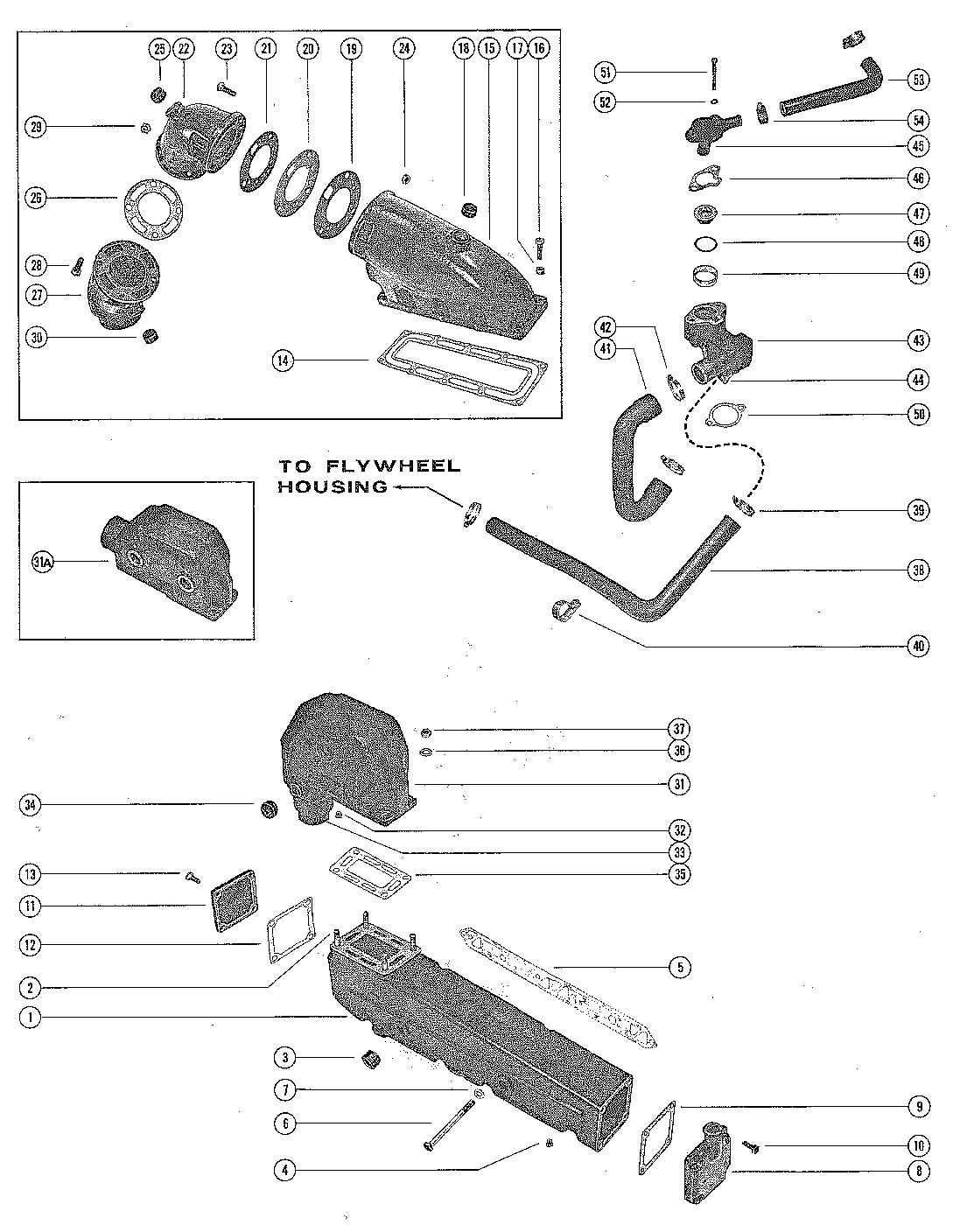 MERCRUISER 325 ENGINE EXHAUST MANIFOLD AND EXHAUST ELBOW