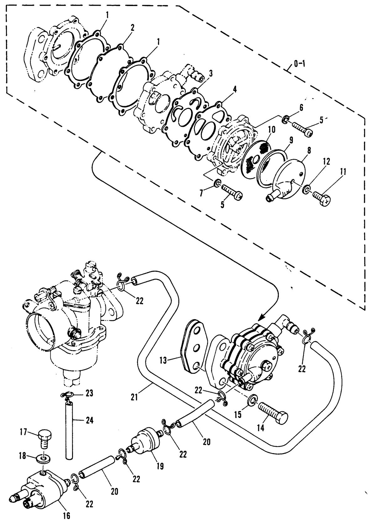 MARINER 5 H.P. FUEL PUMP AND LINE