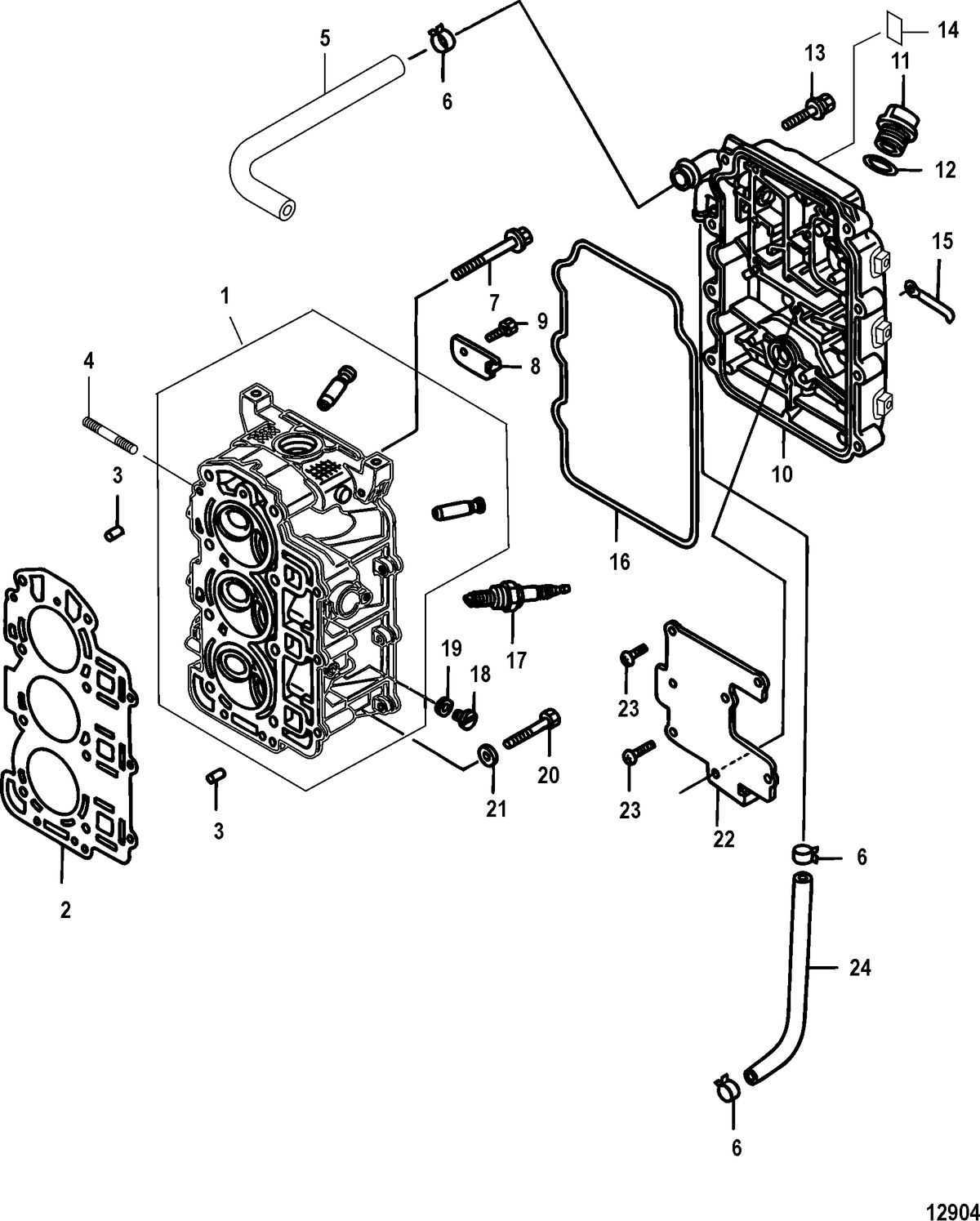 MERCURY/MARINER 25/30/JET 25 EFI/3 CYLINDER 4-STROKE Cylinder Head